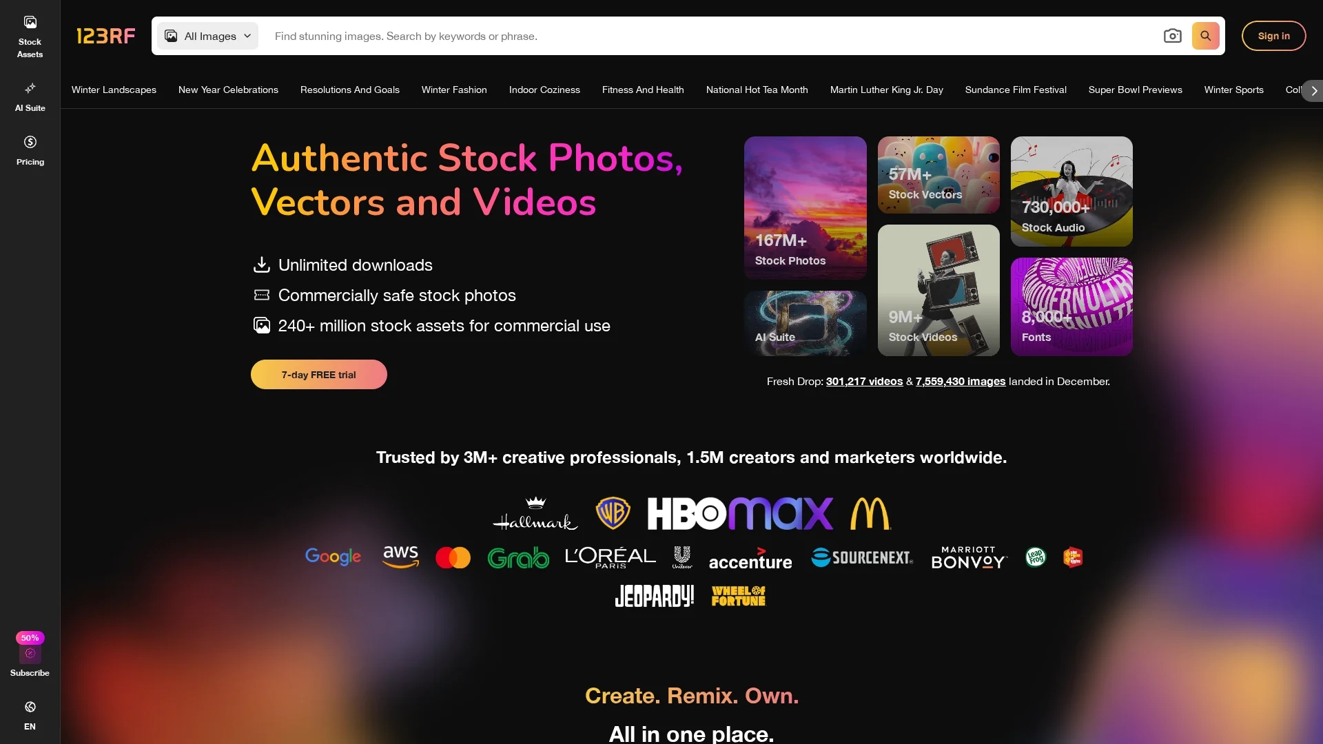123rf-ai-search-engine homepage