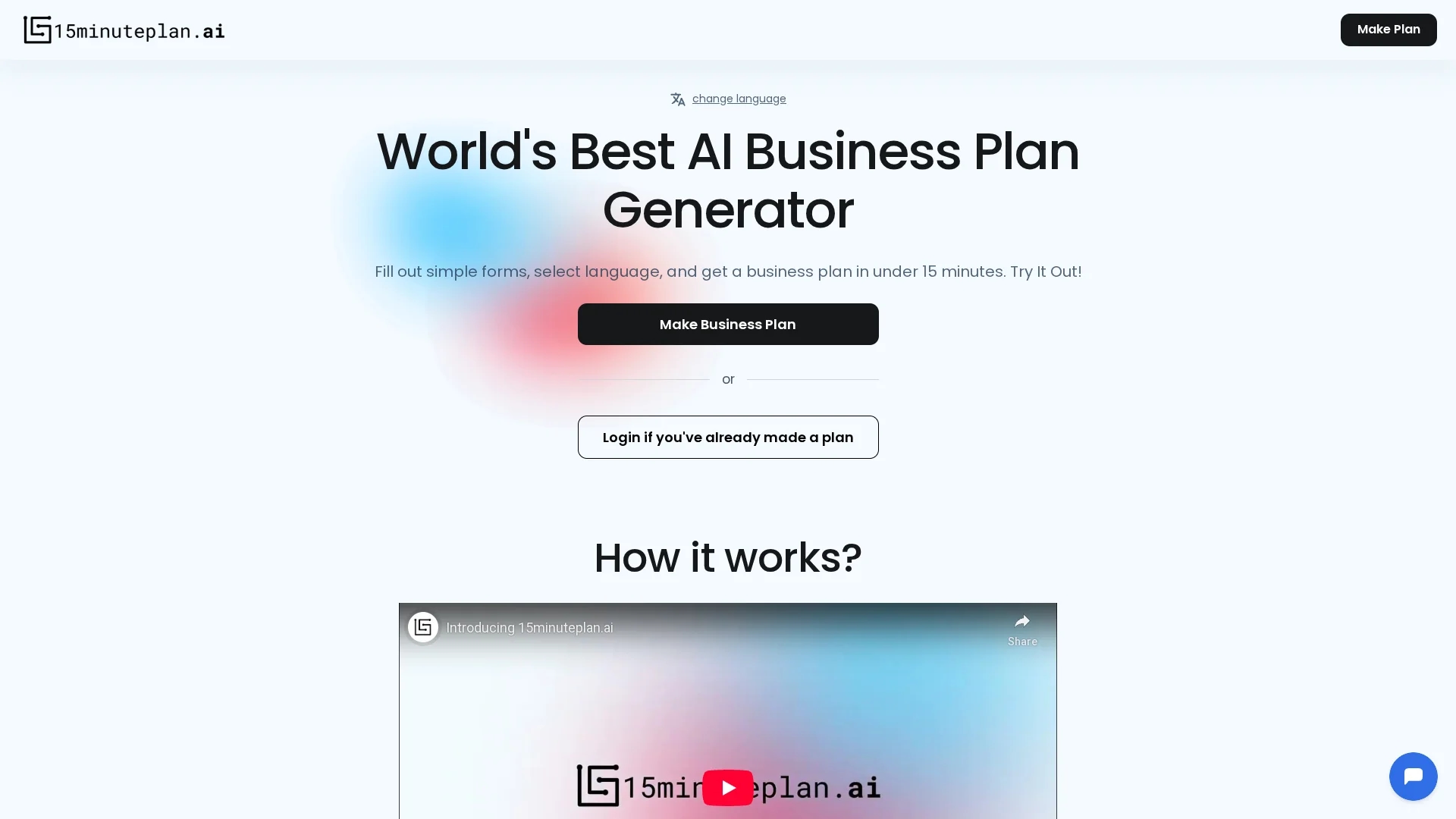 15minuteplan-ai homepage