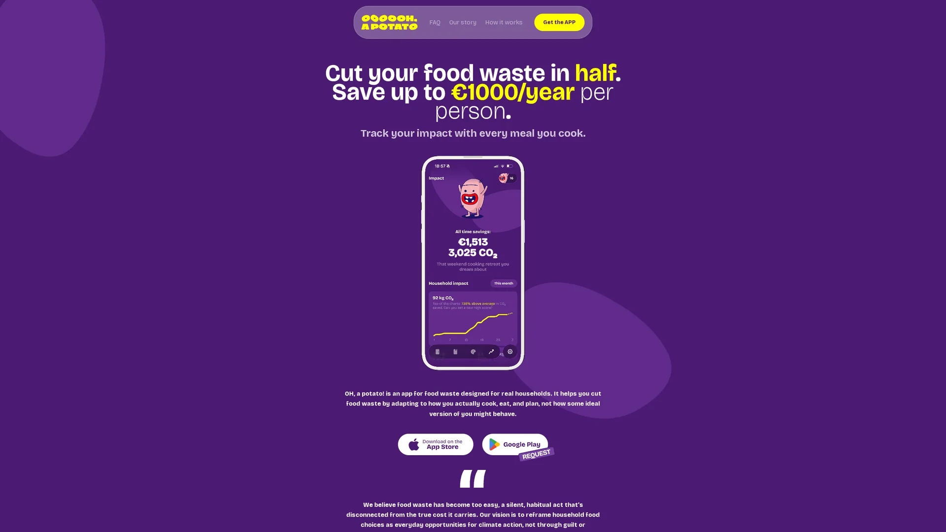 Ohapotato-app homepage