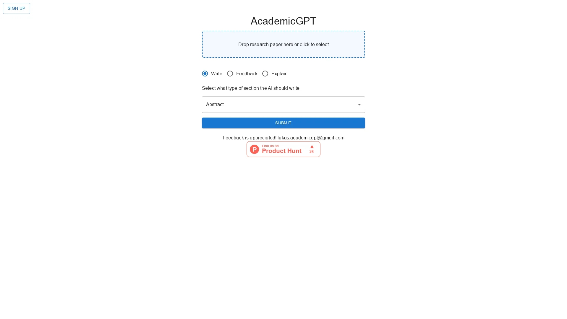academicgpt homepage