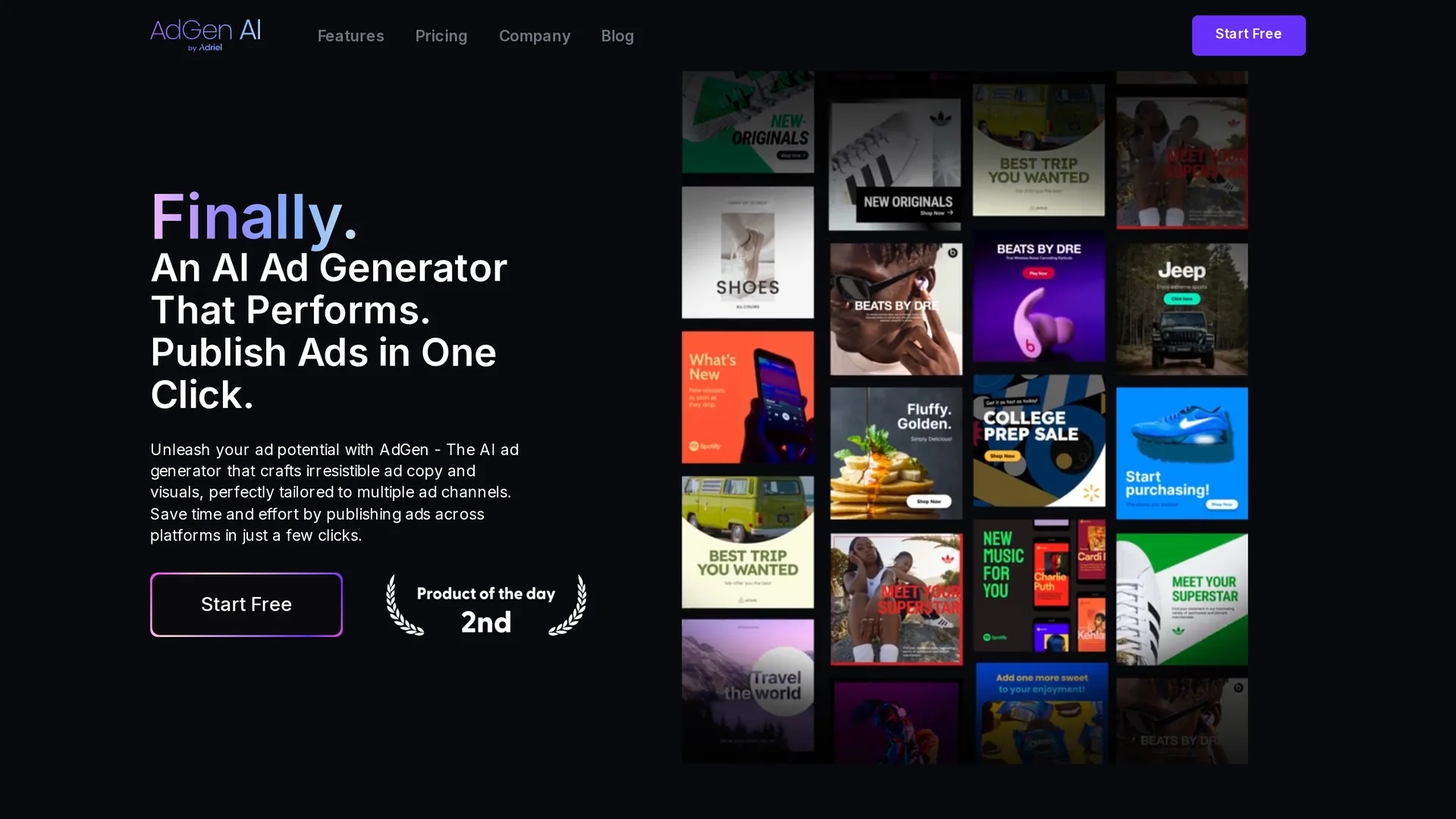 adgen-ai homepage