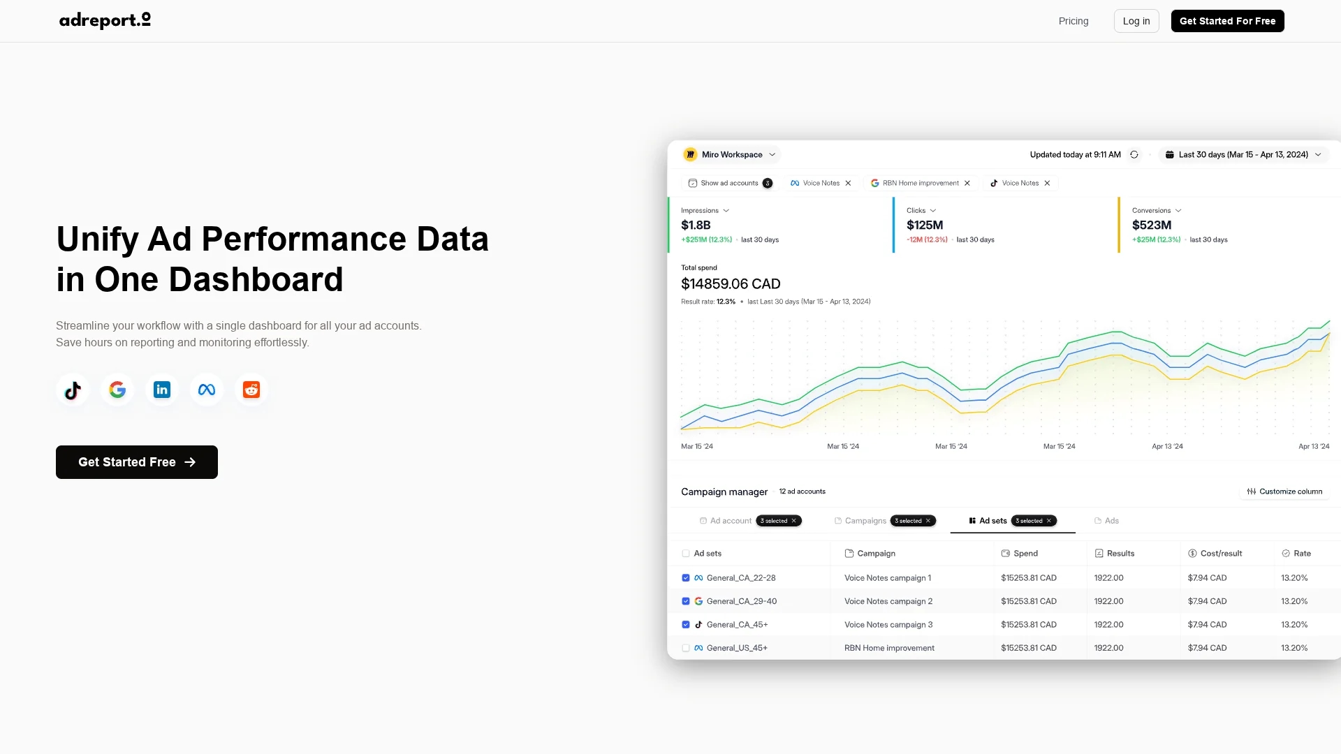 adreport-io homepage