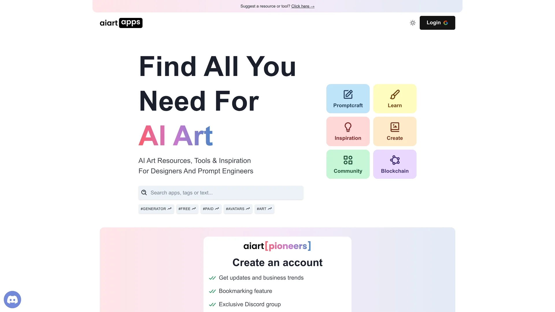 ai-art-apps-database homepage