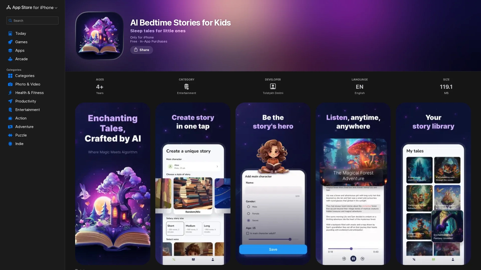 ai-bedtime-stories-for-kids homepage