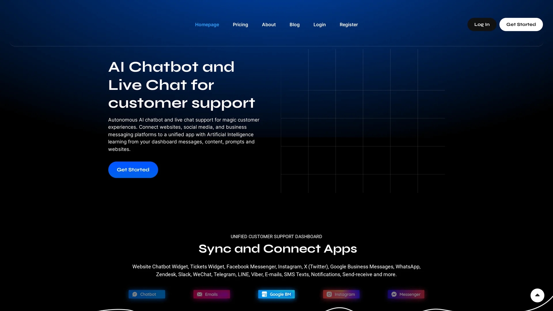 ai-chatbot-support homepage
