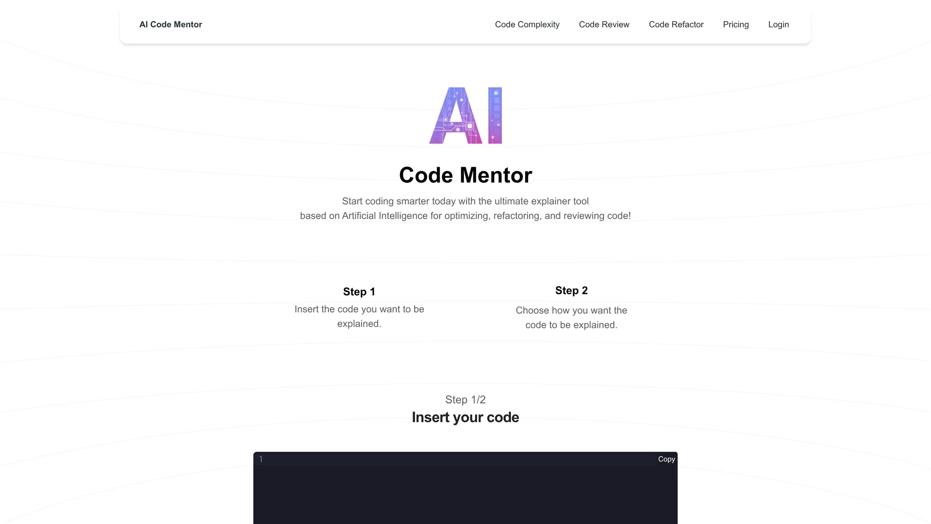 ai-code-mentor homepage
