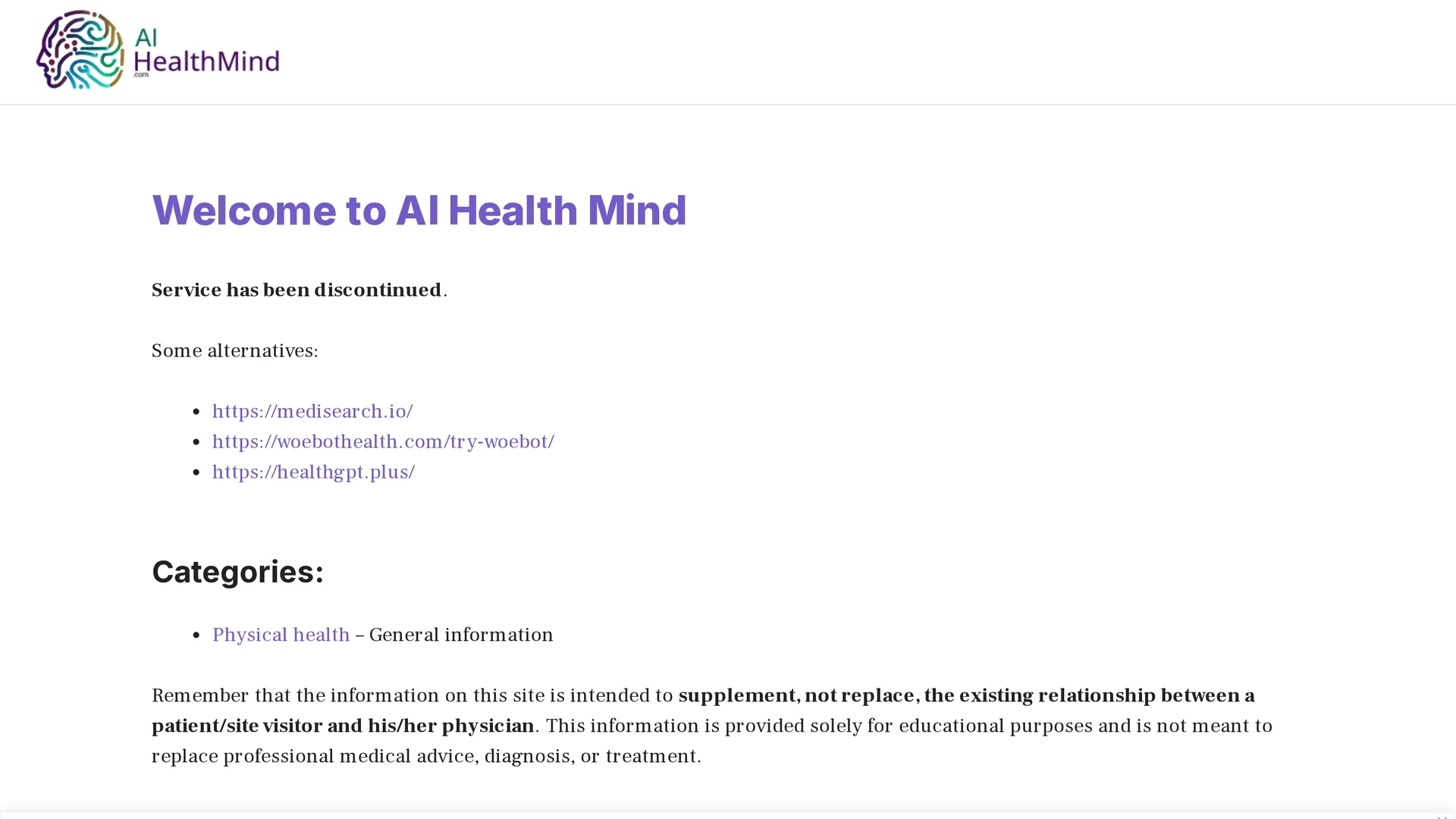 ai-health-mind homepage