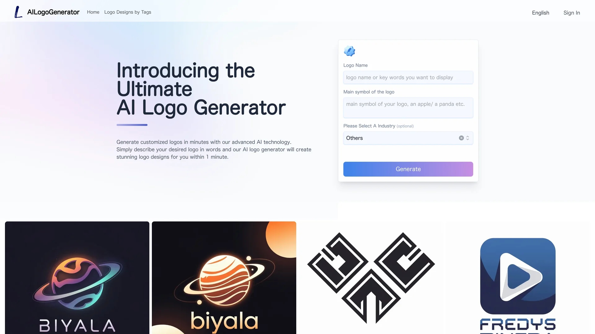 ai-logo-generator homepage