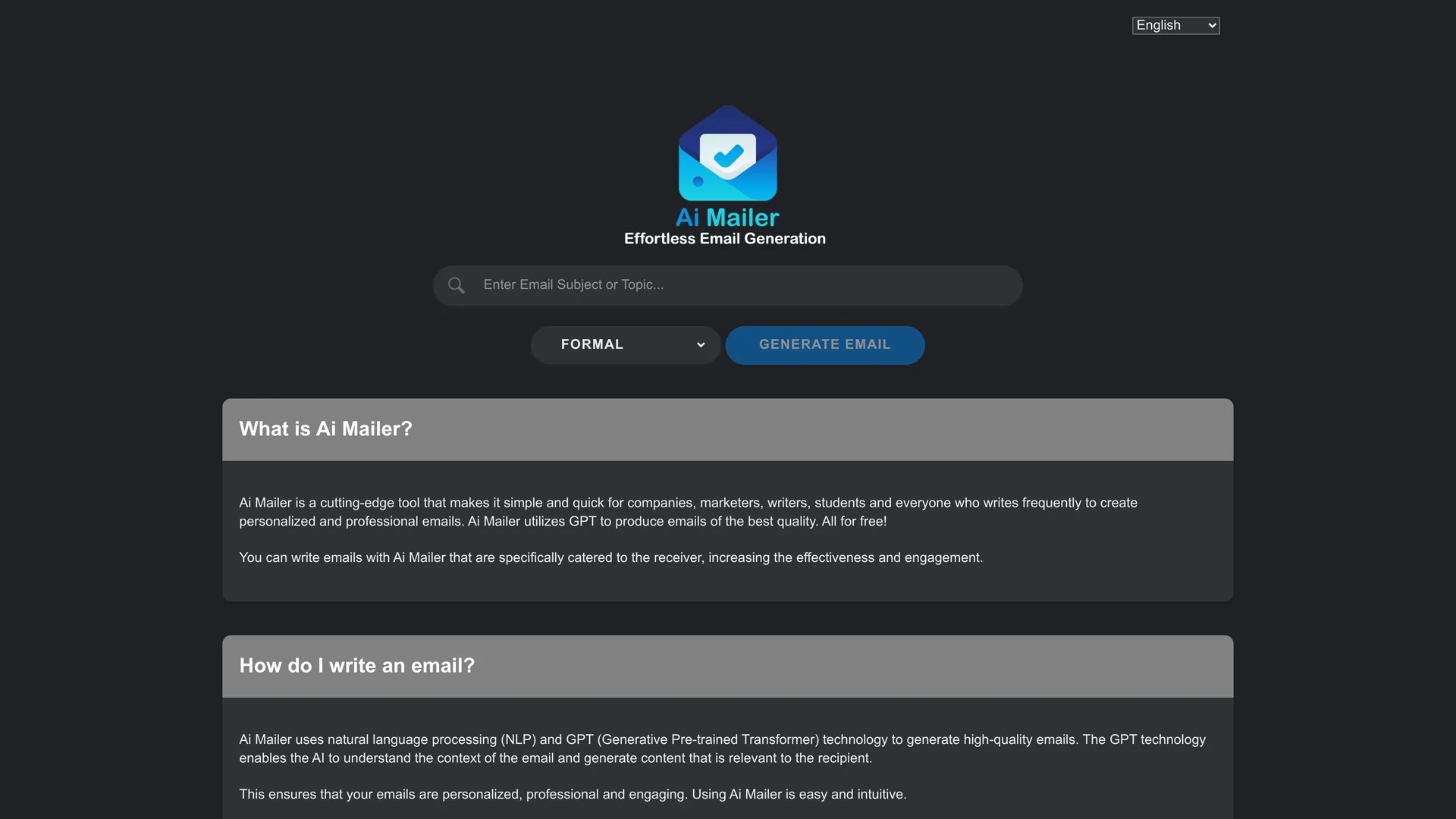 ai-mailer homepage
