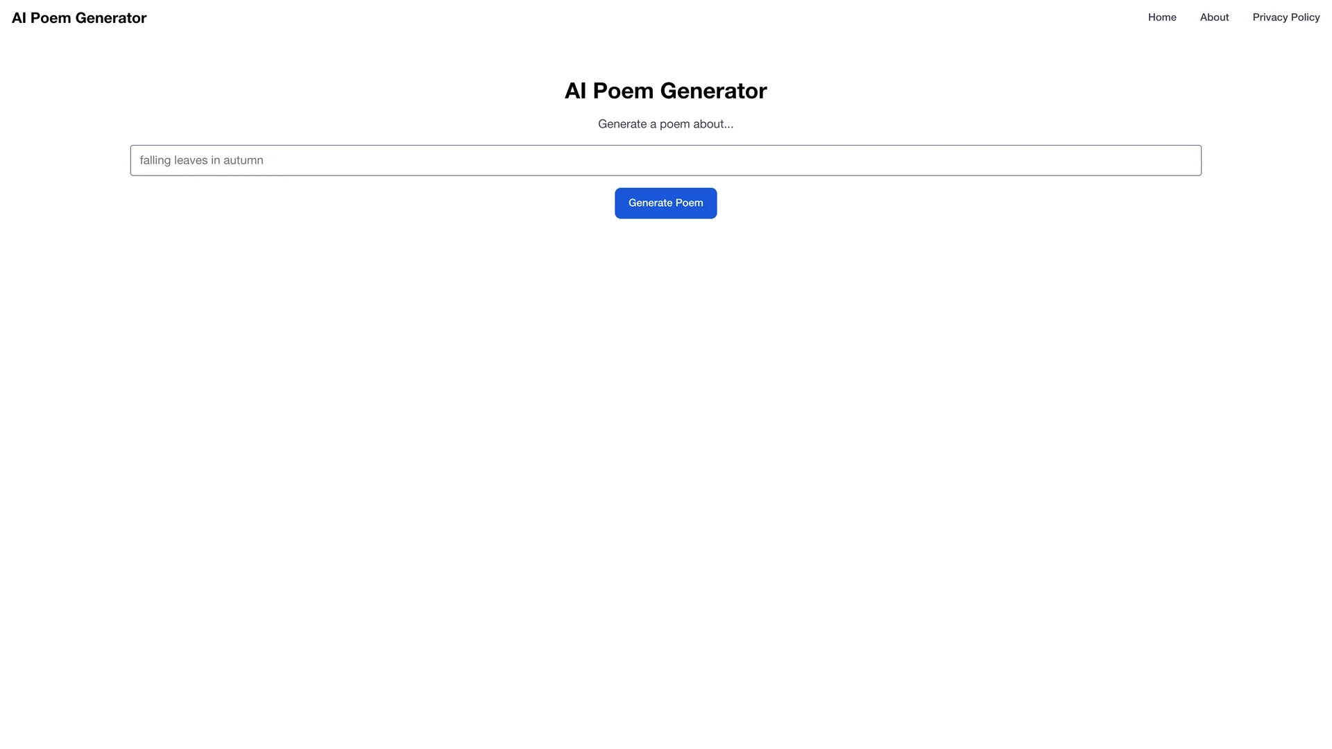 ai-poem-generator homepage