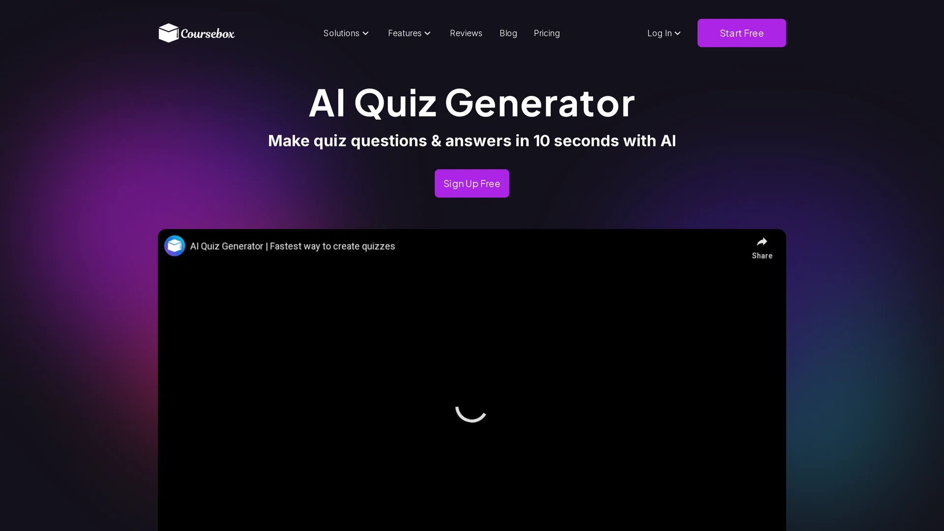 ai-quiz-generator-coursebox homepage