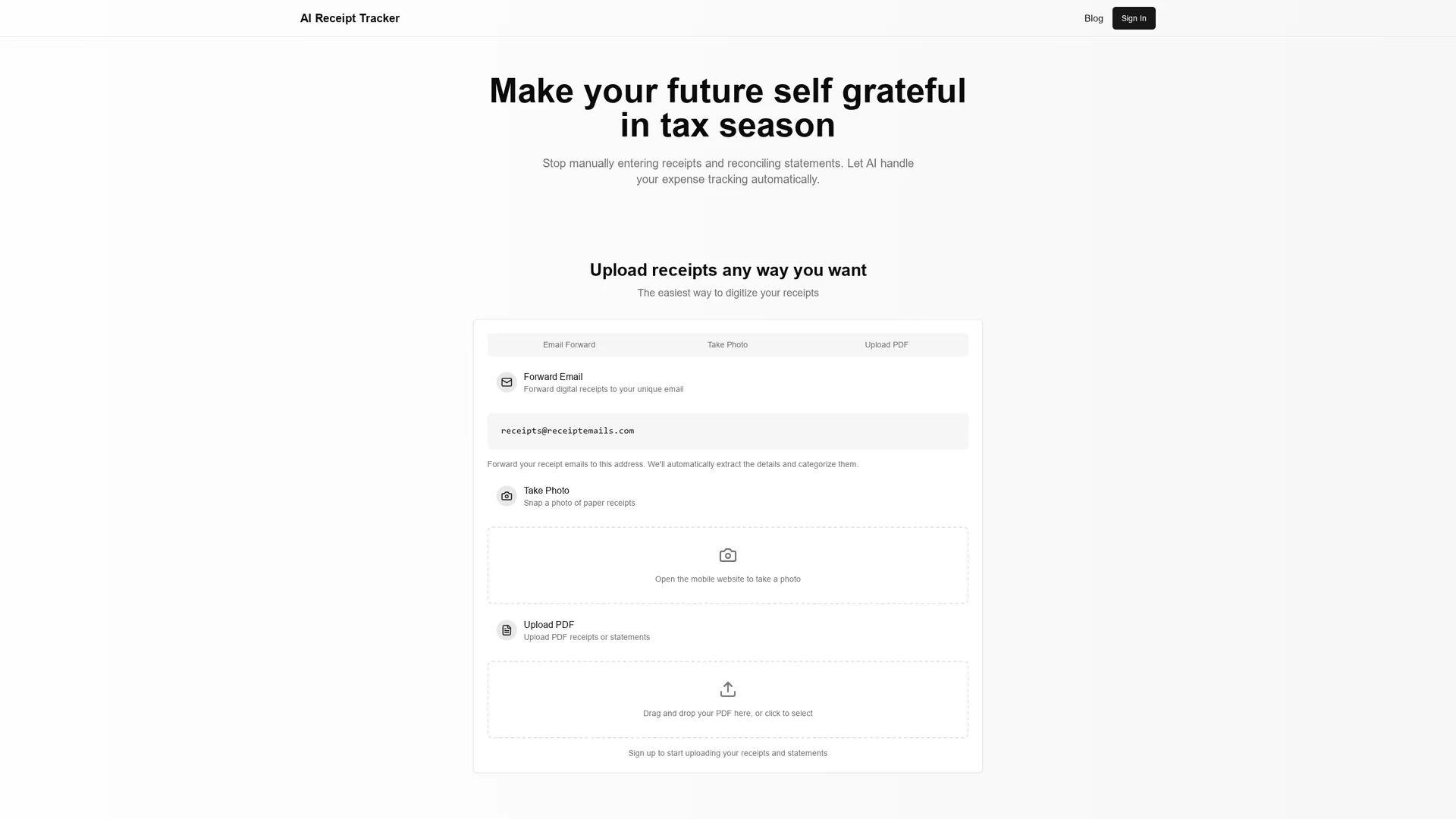 ai-receipt-tracker homepage