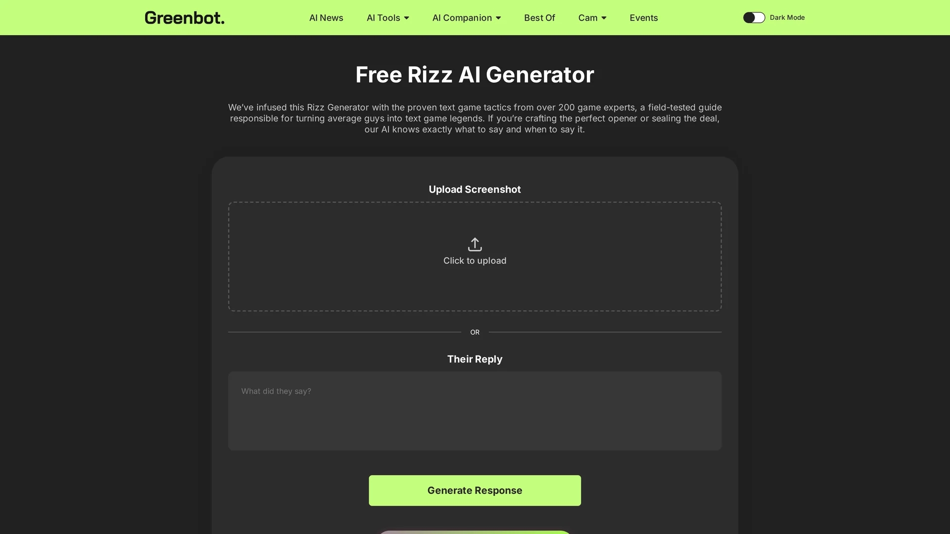 ai-rizz-generator homepage
