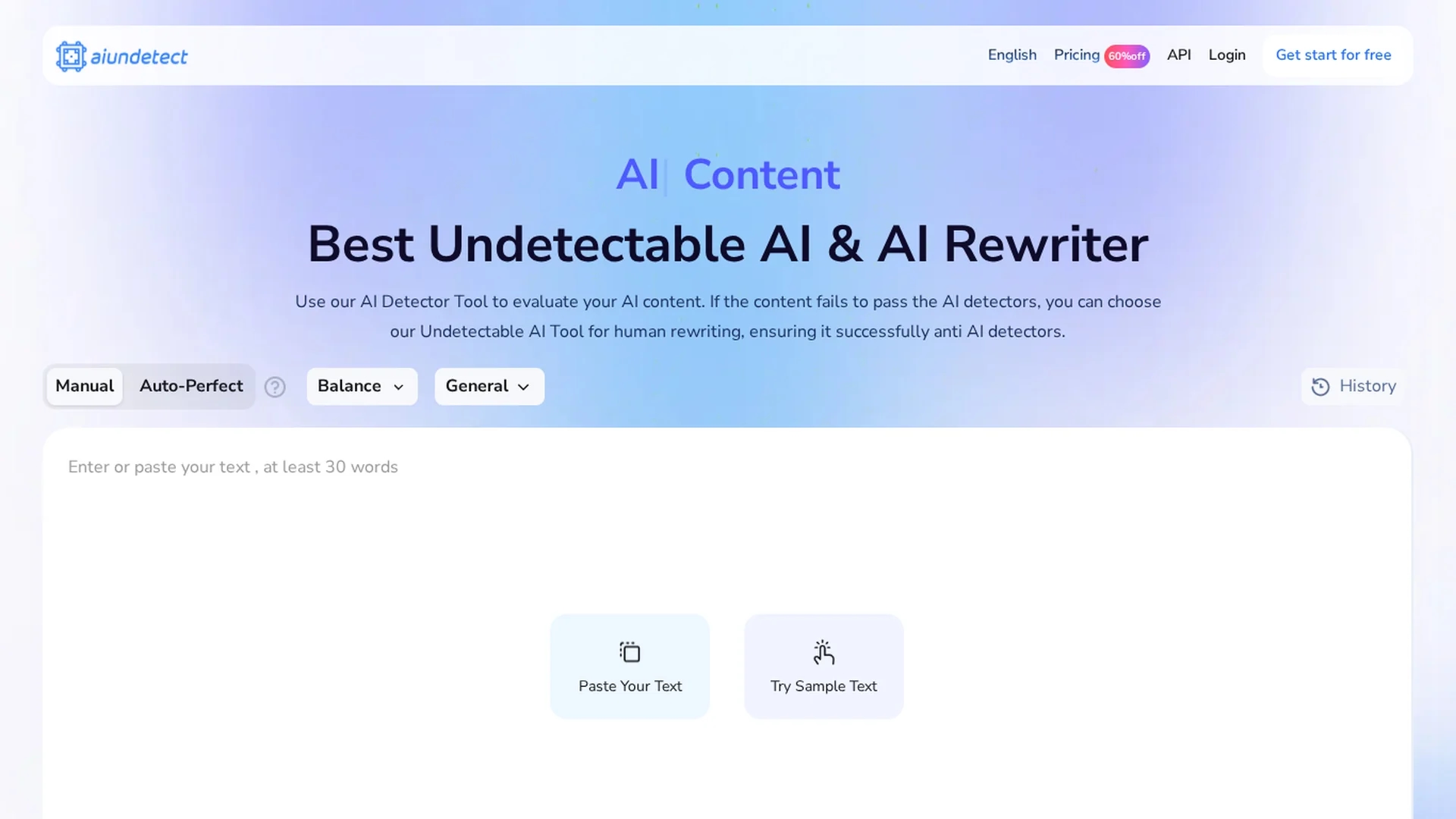 ai-undetect homepage