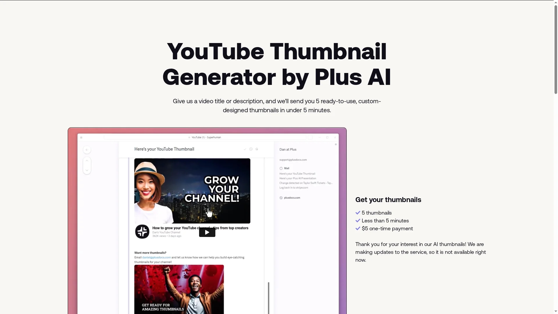 ai-youtube-thumbnails homepage