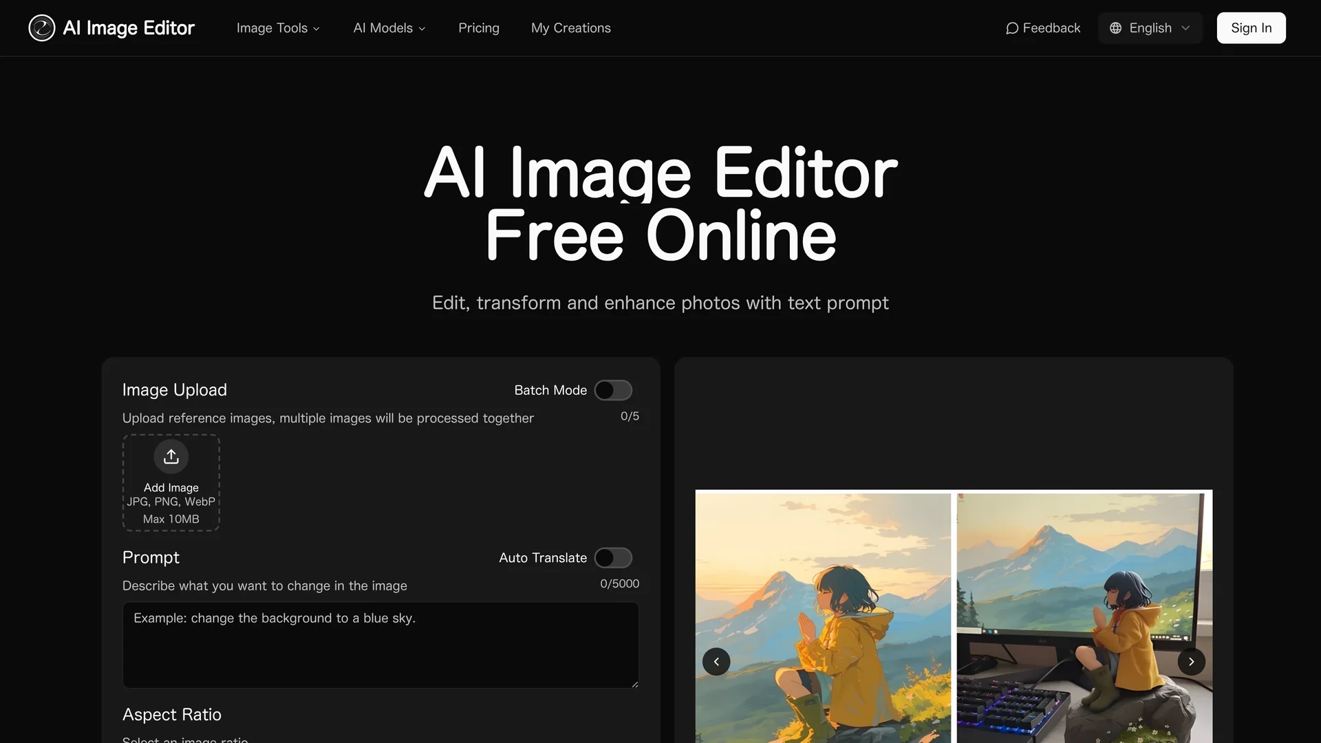 aiimageedit-ai homepage