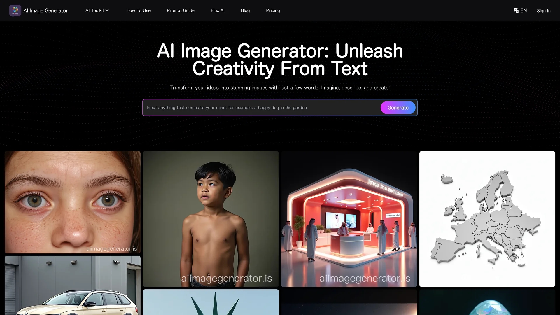 aiimagegenerator homepage