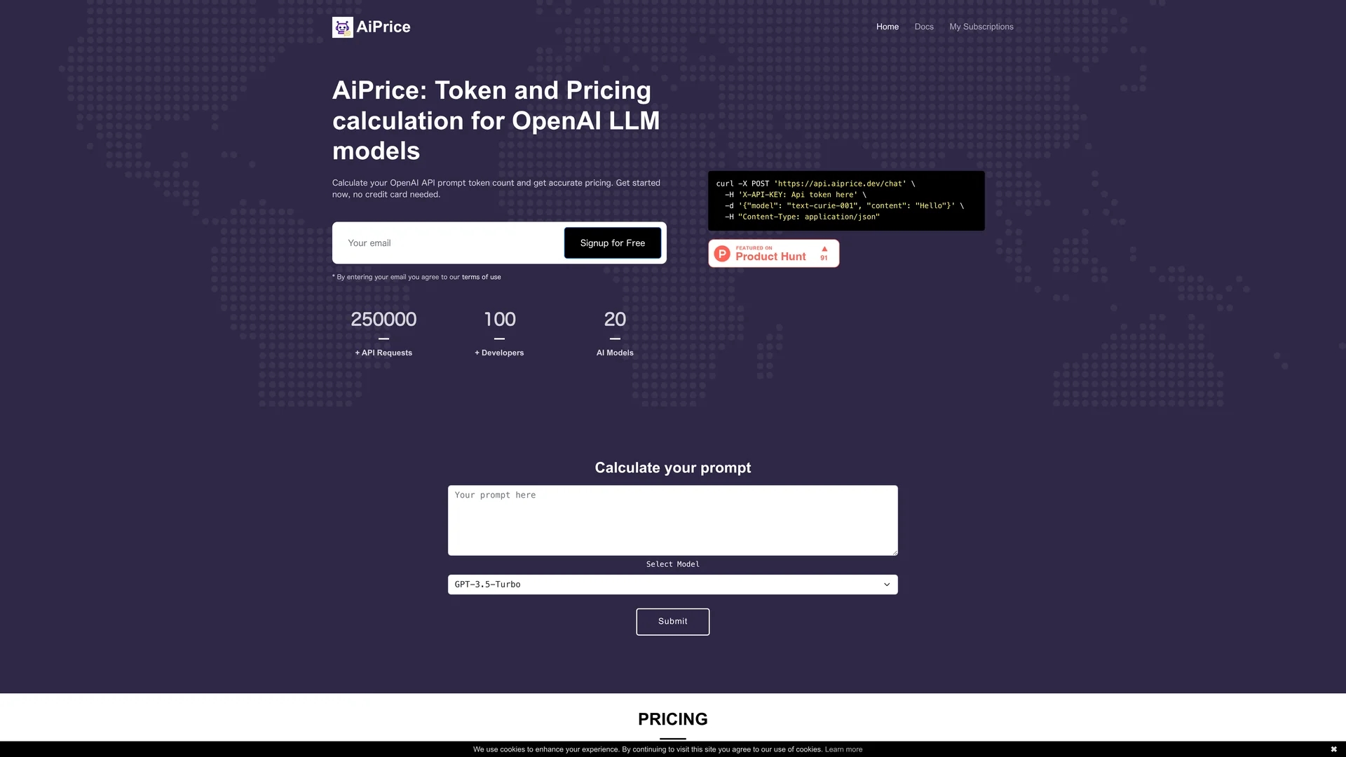 aiprice homepage