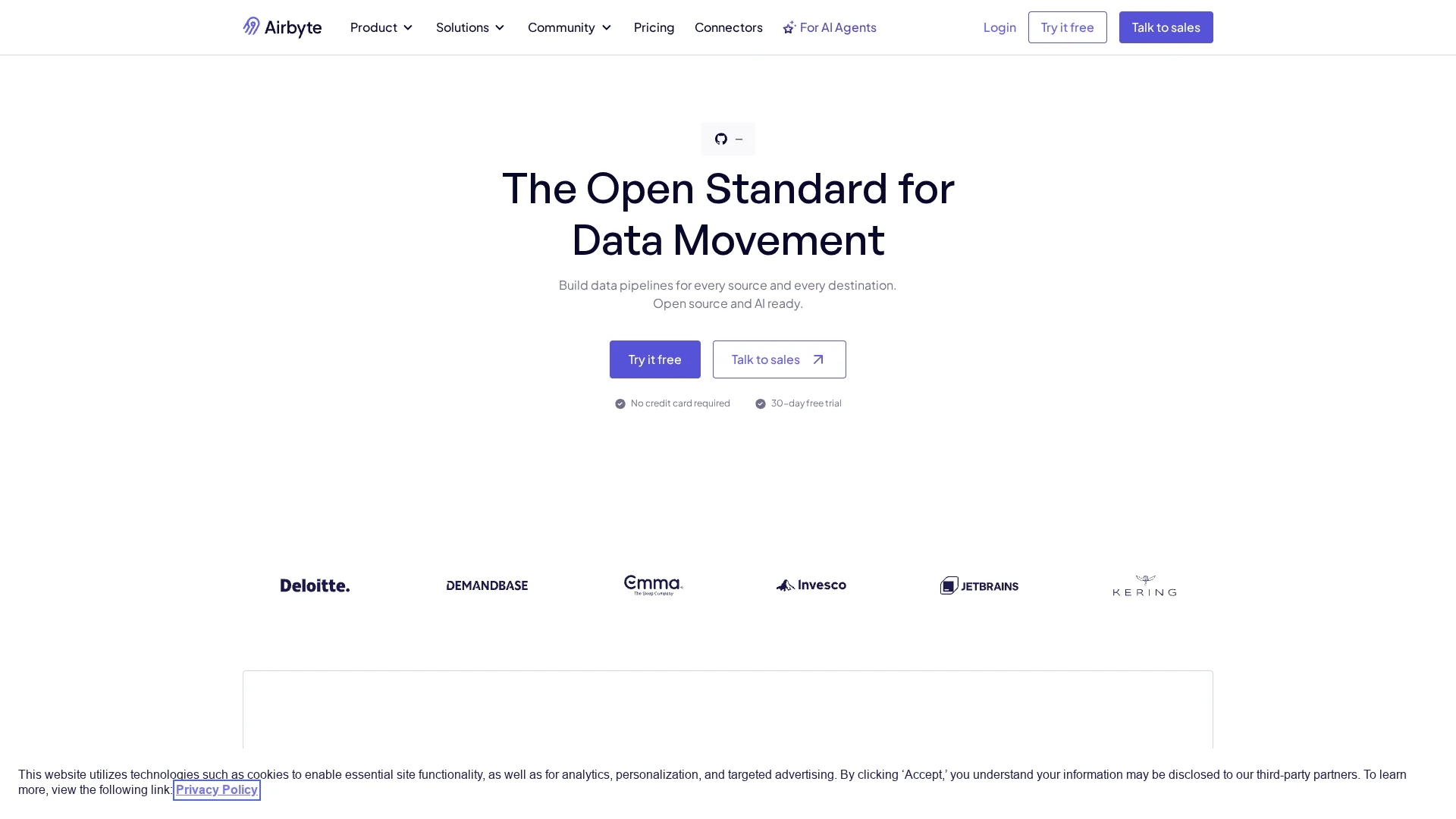 airbyte homepage