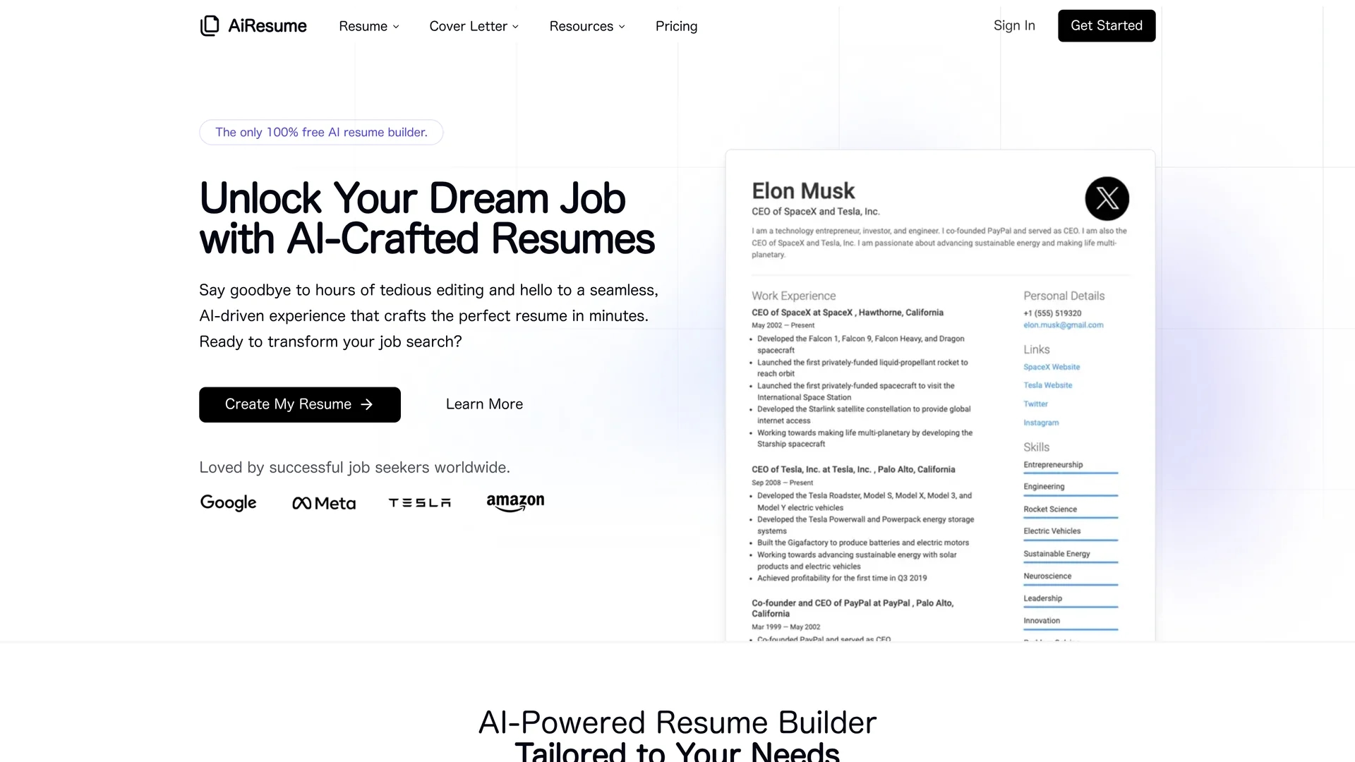 airesume homepage