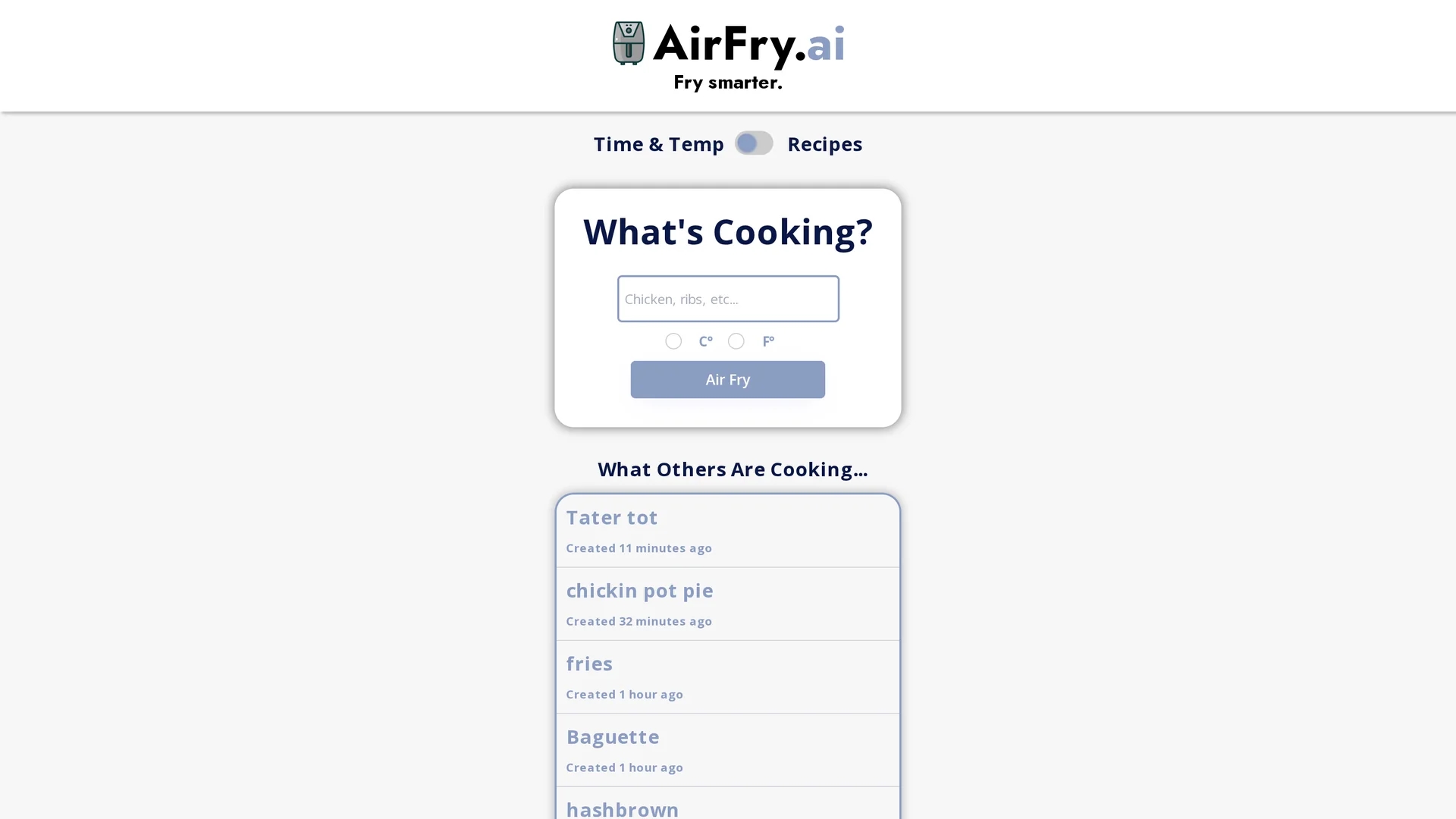 airfry-ai homepage