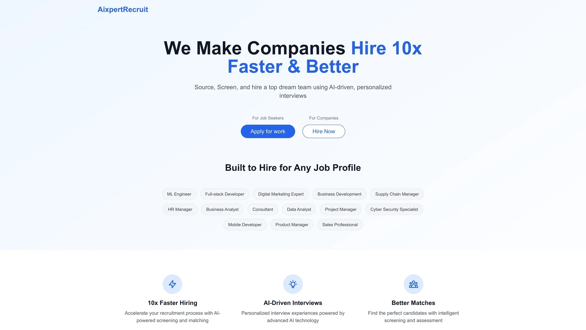 aixpertrecruit homepage
