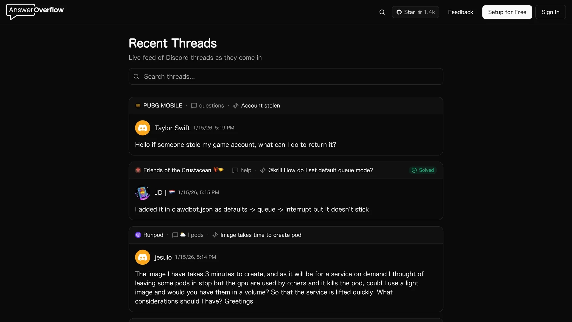 answer-overflow homepage