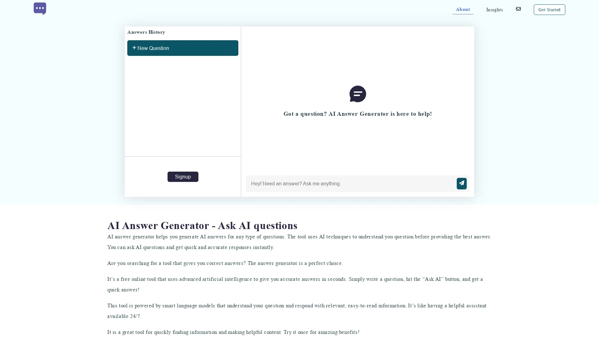 ask-ai-questions homepage