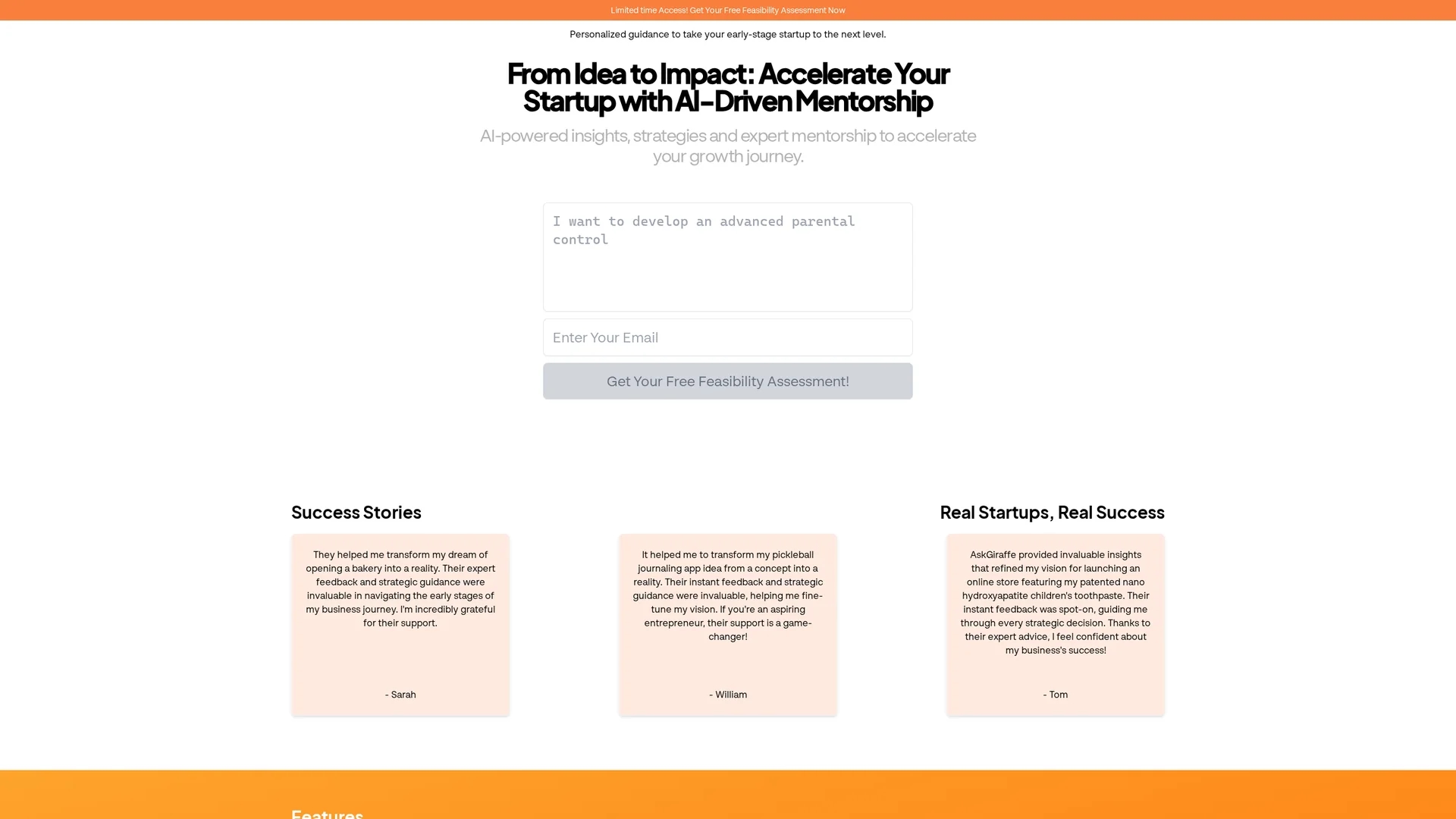 askgiraffe homepage