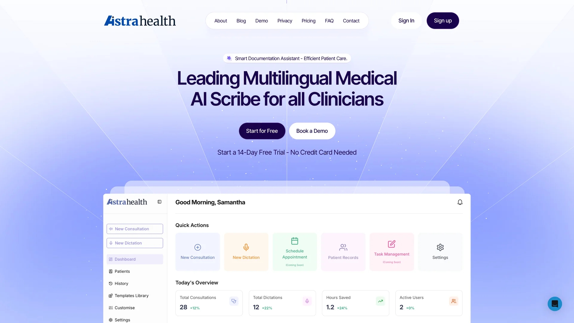 astra-health-ai homepage