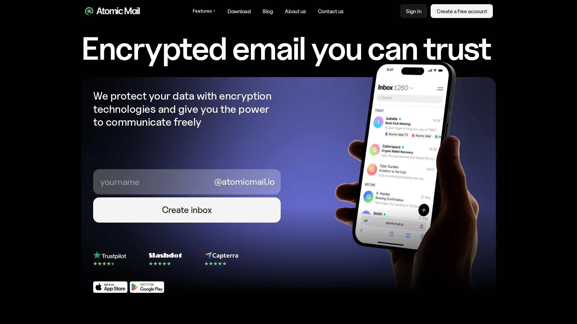 atomic-mail homepage