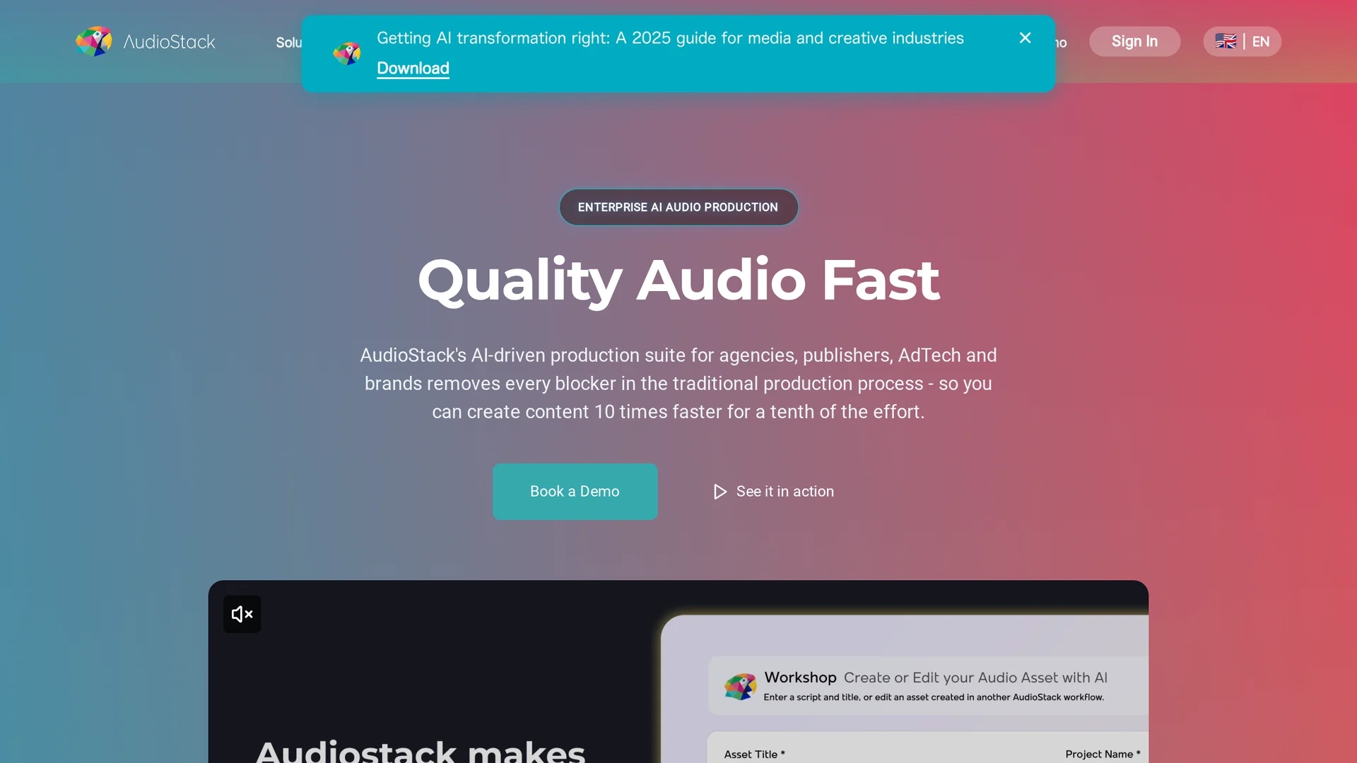 audiostack homepage