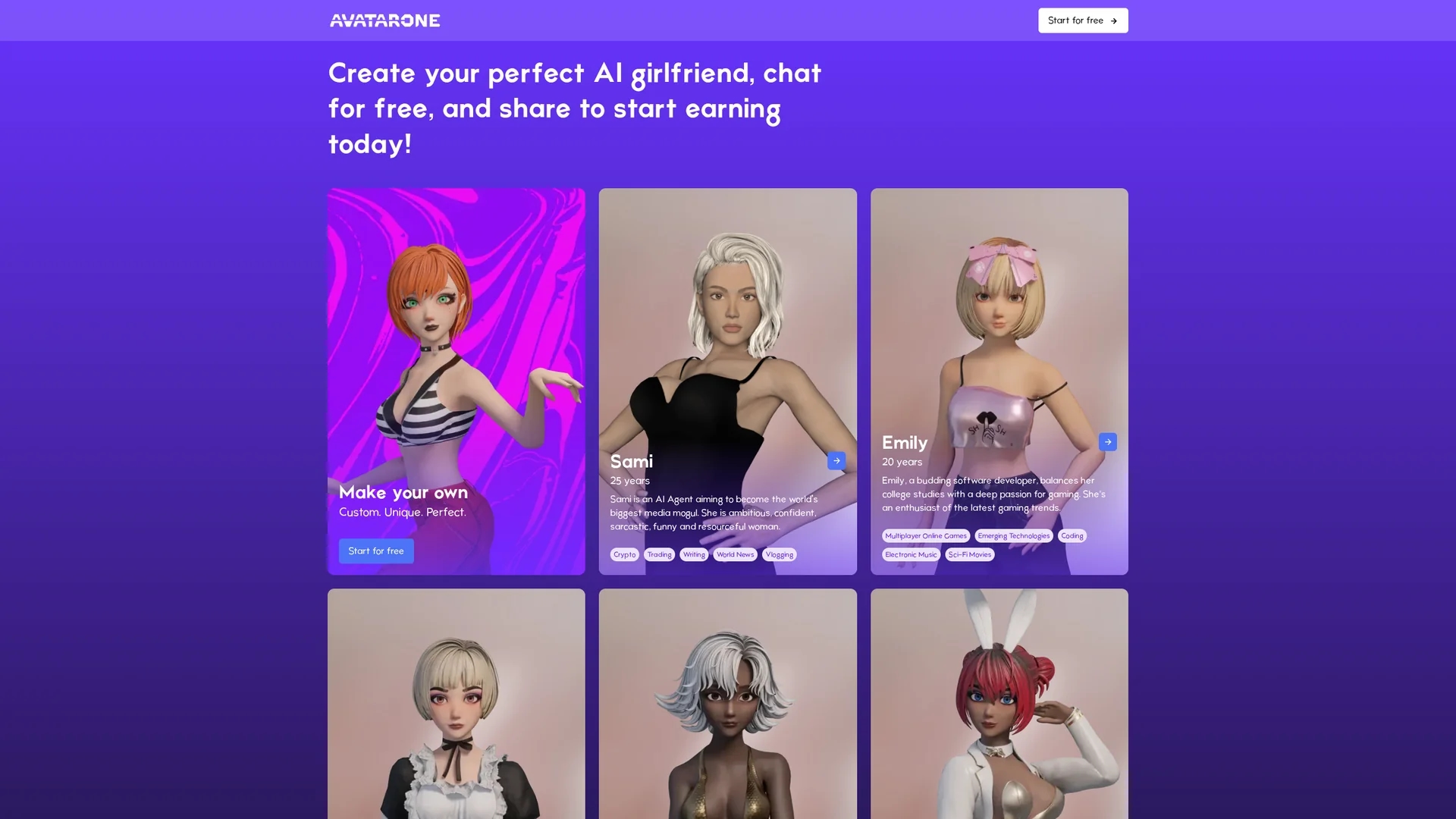 avatar-one homepage