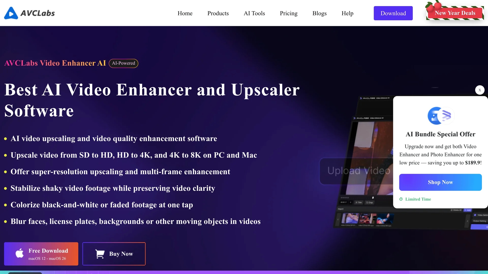 avclabs-video-enhancer-ai homepage