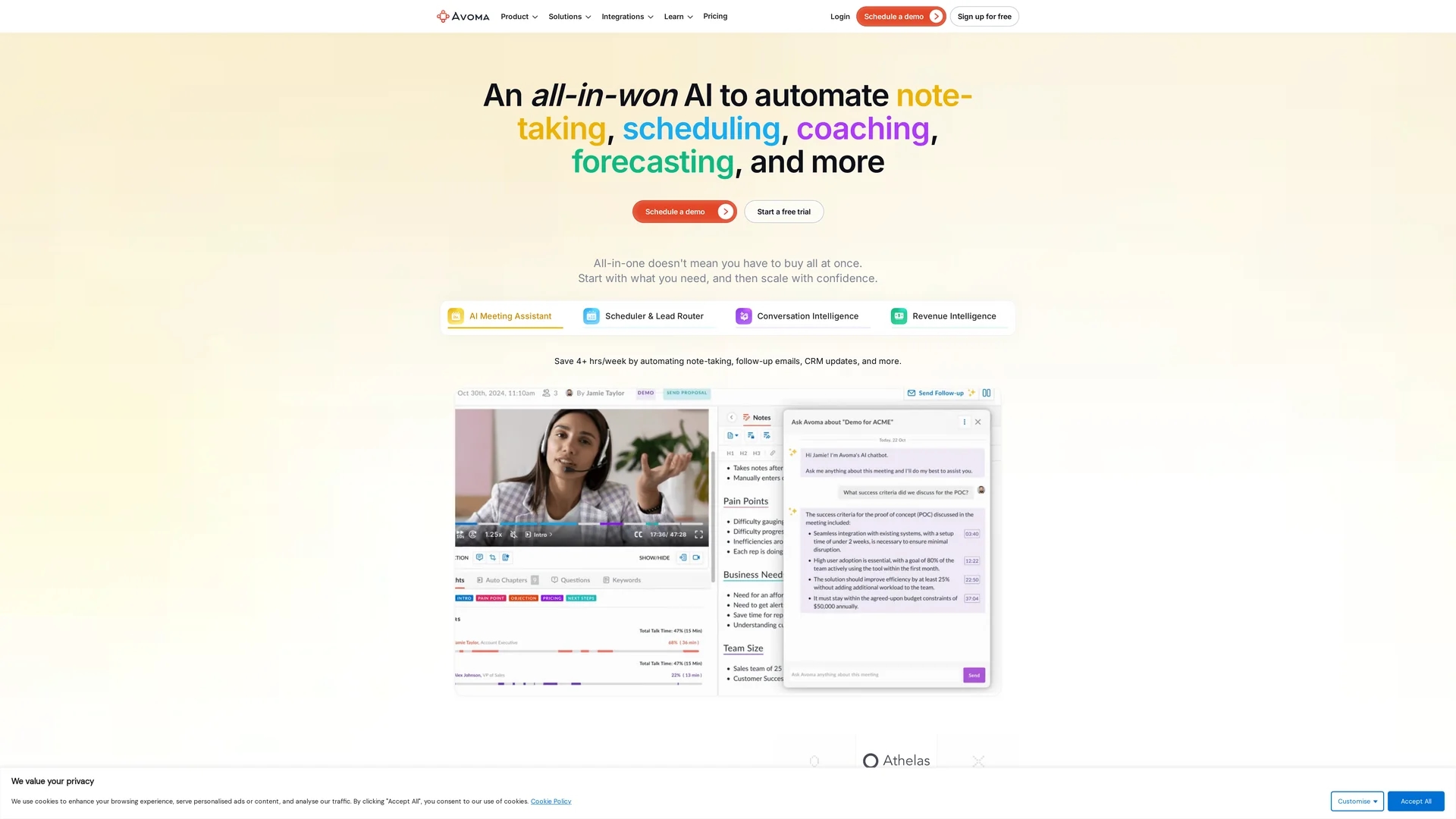 avoma-ai-meeting-assistant homepage