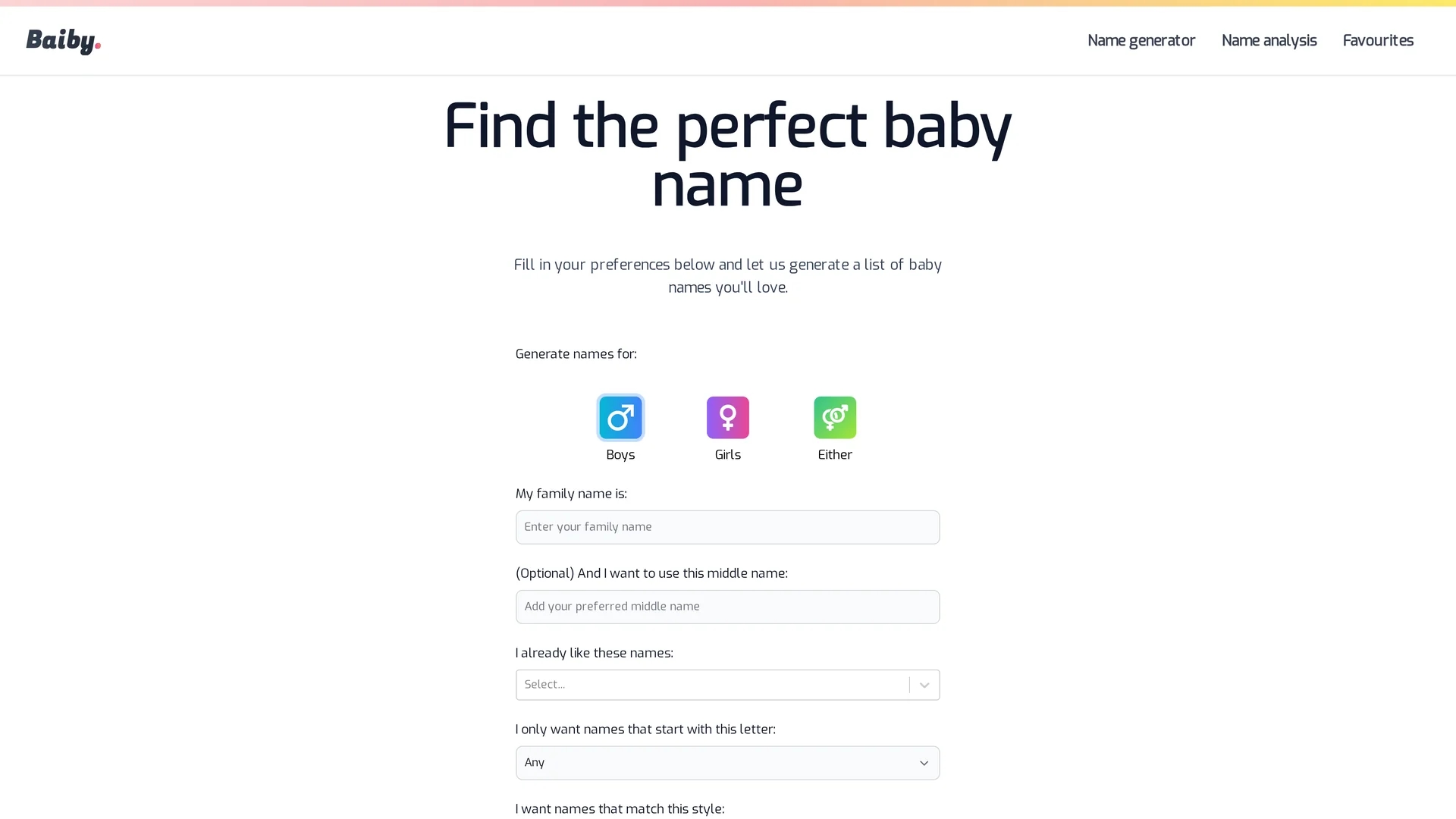baiby-baby-name-generator homepage