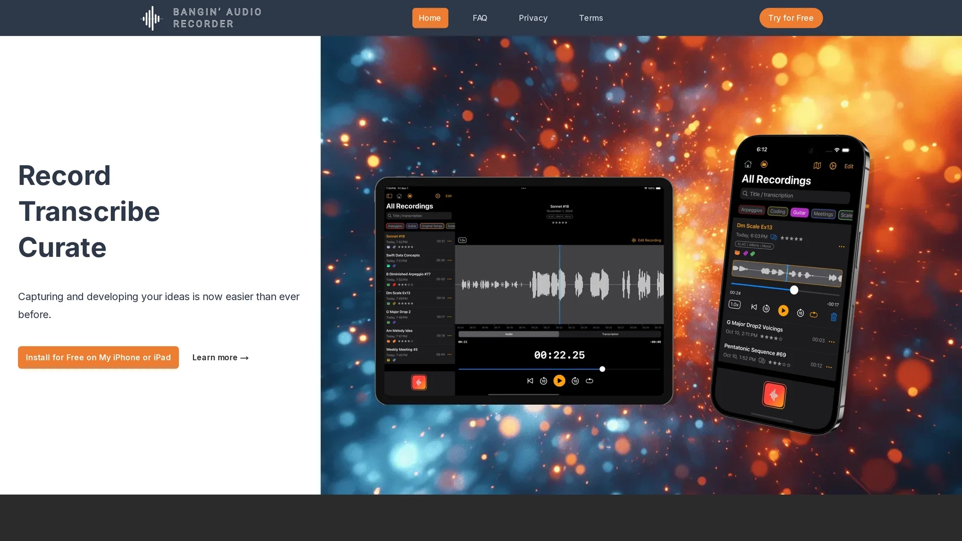 bangin-audio-recorder homepage