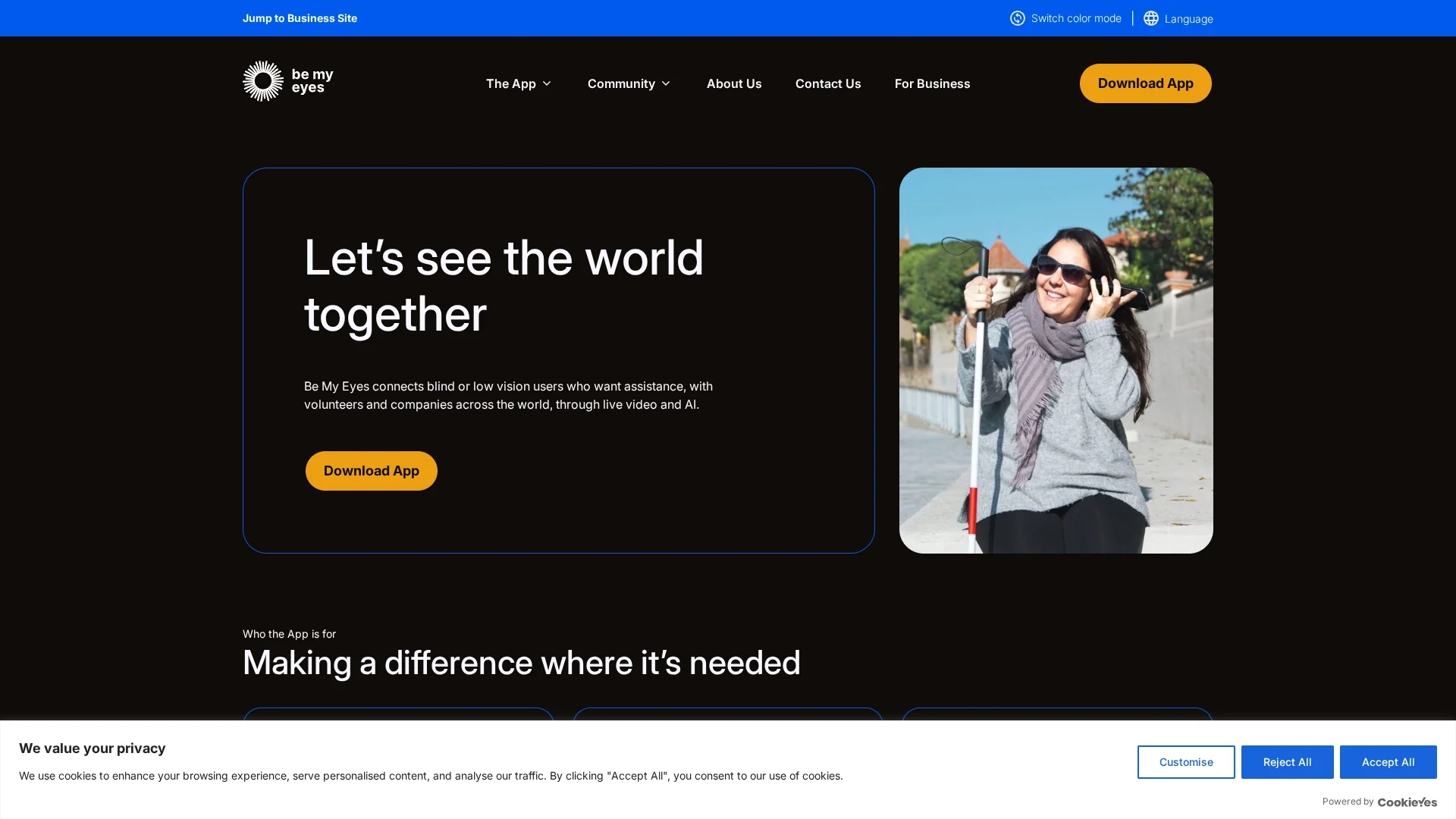be-my-eyes homepage