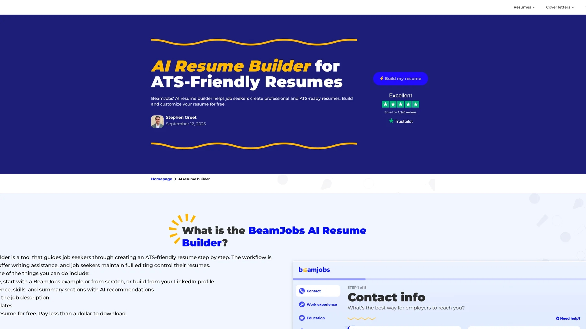 beamjobs-ai-resume-builder homepage