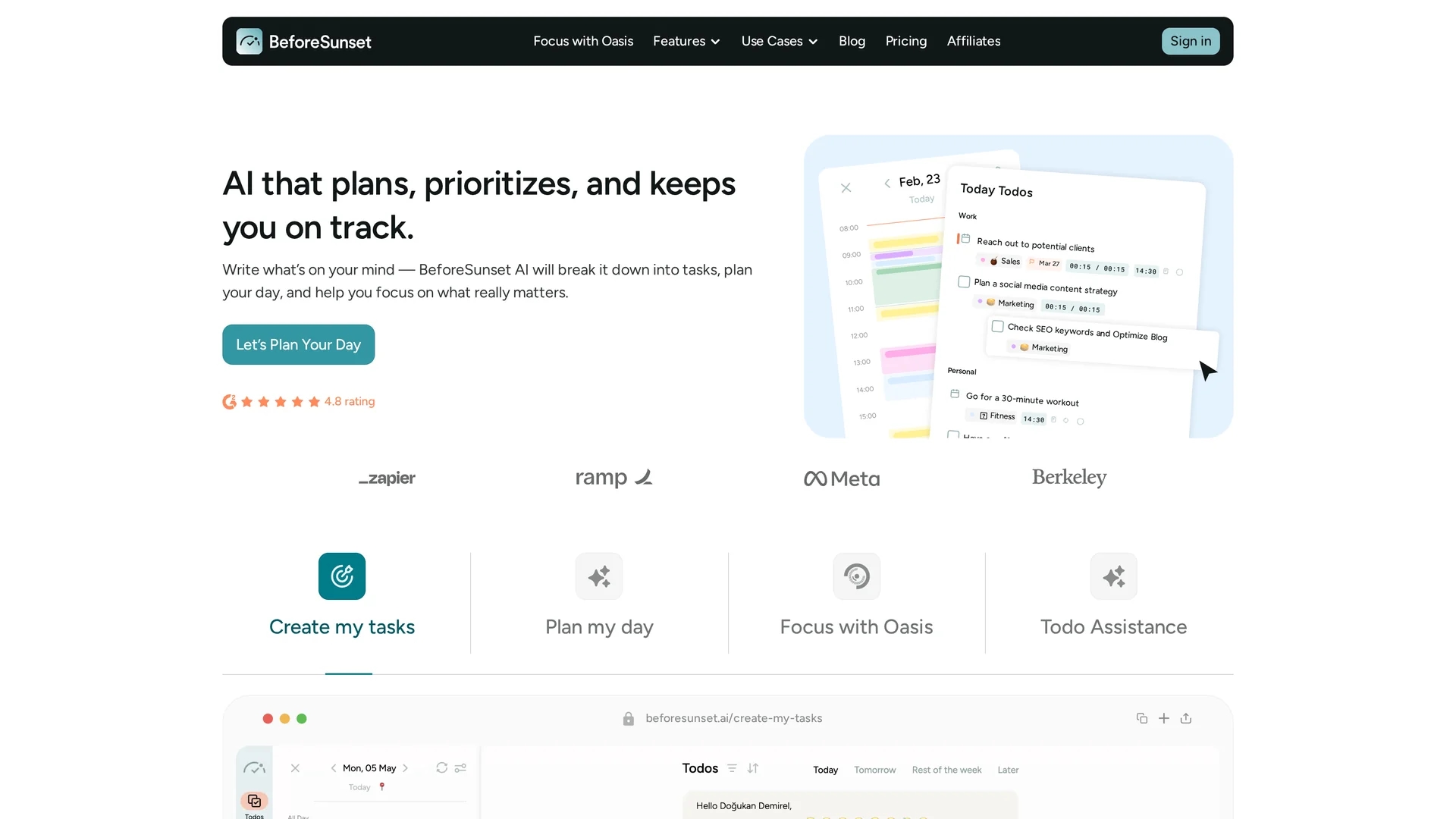 beforesunset-ai homepage