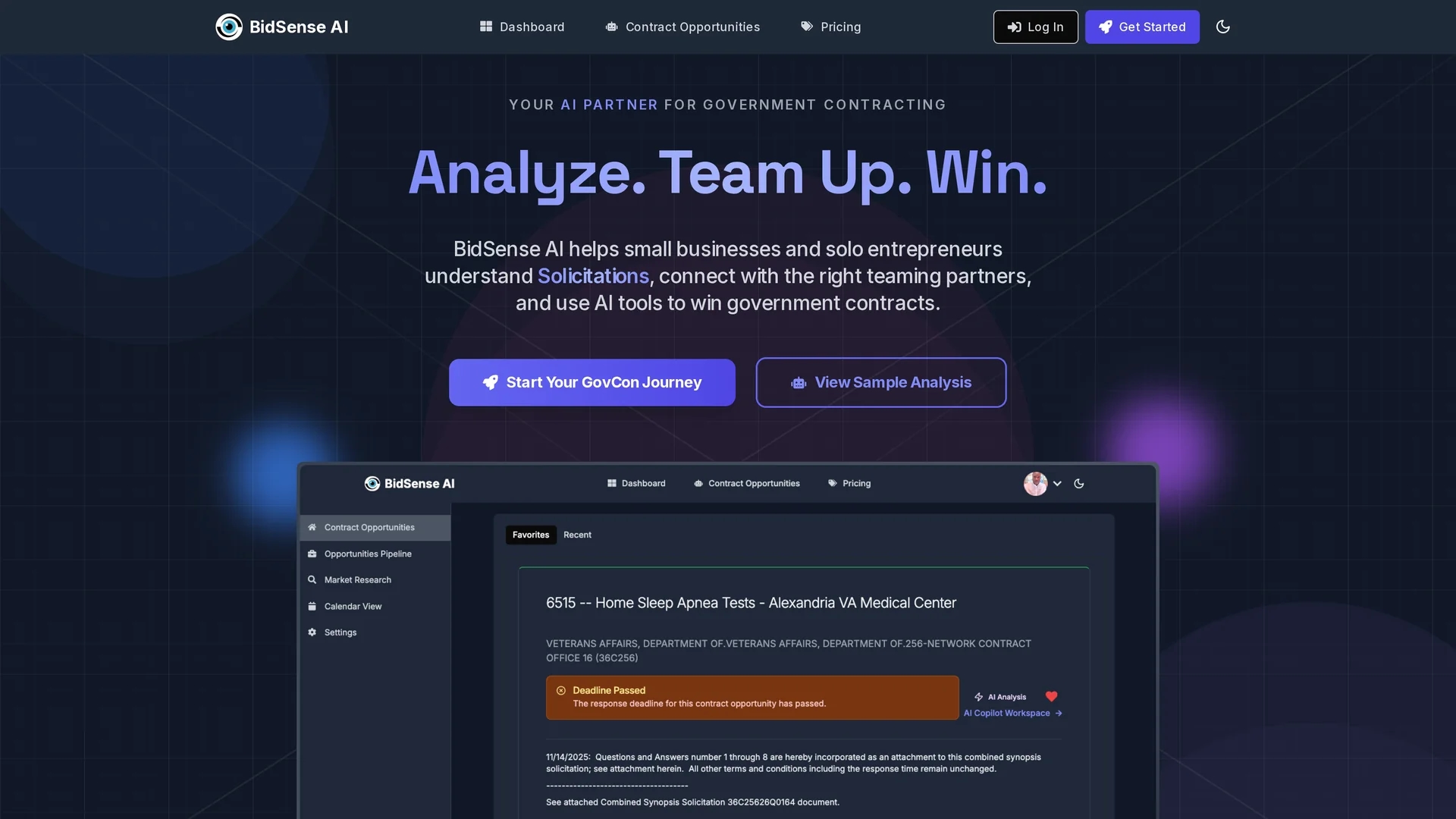bidsense-ai homepage