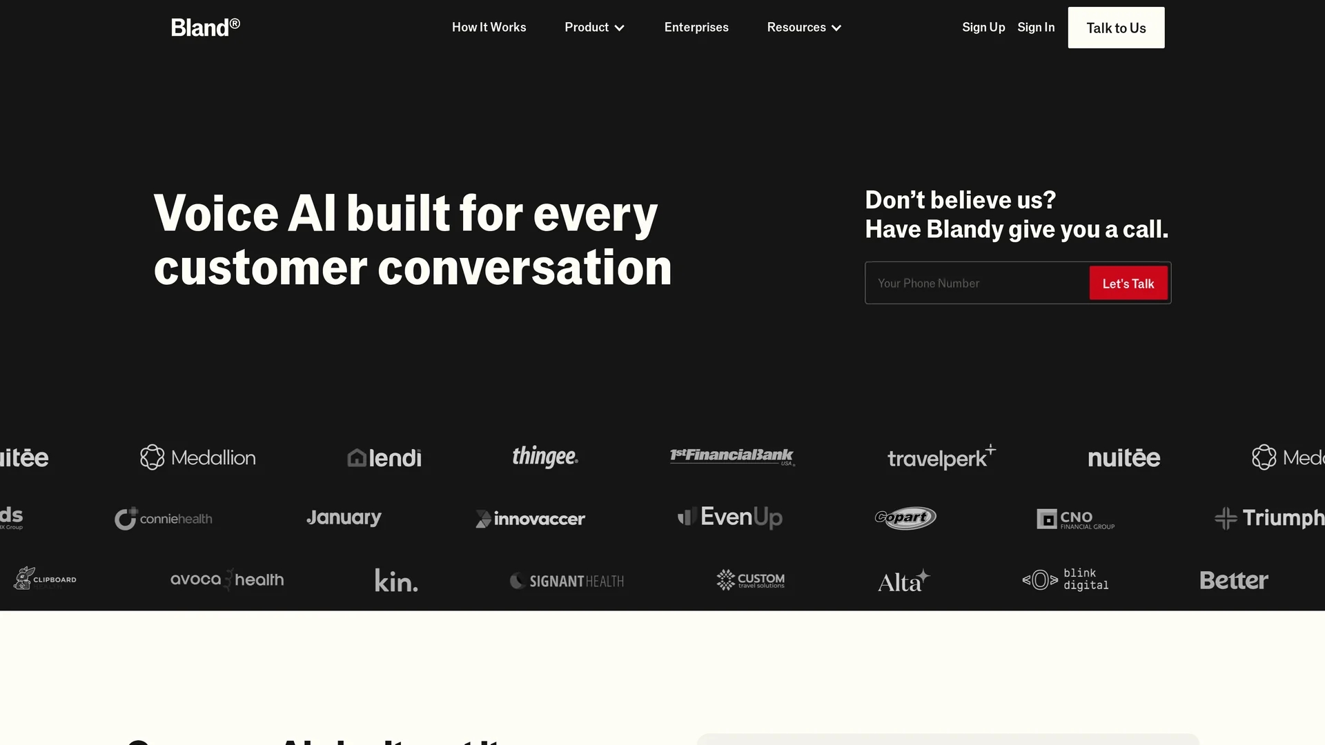 bland-ai homepage