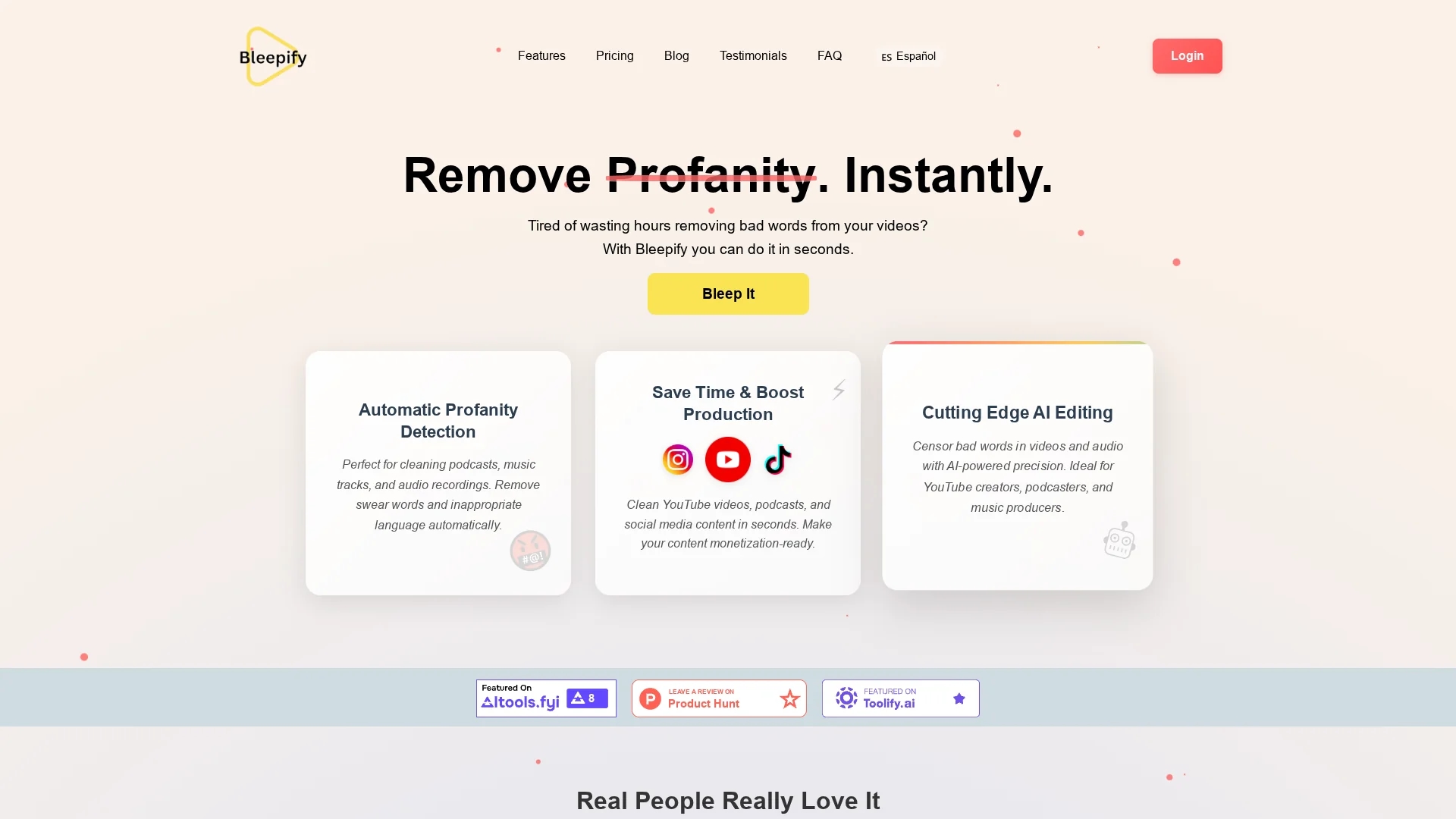 bleepify homepage