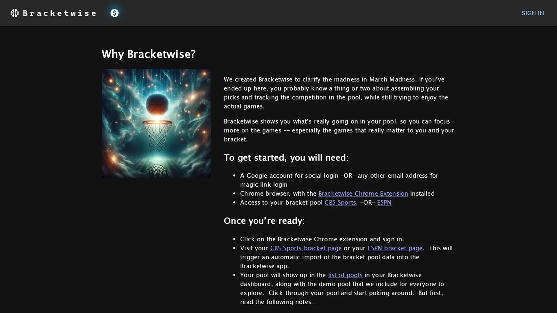 bracketwise homepage