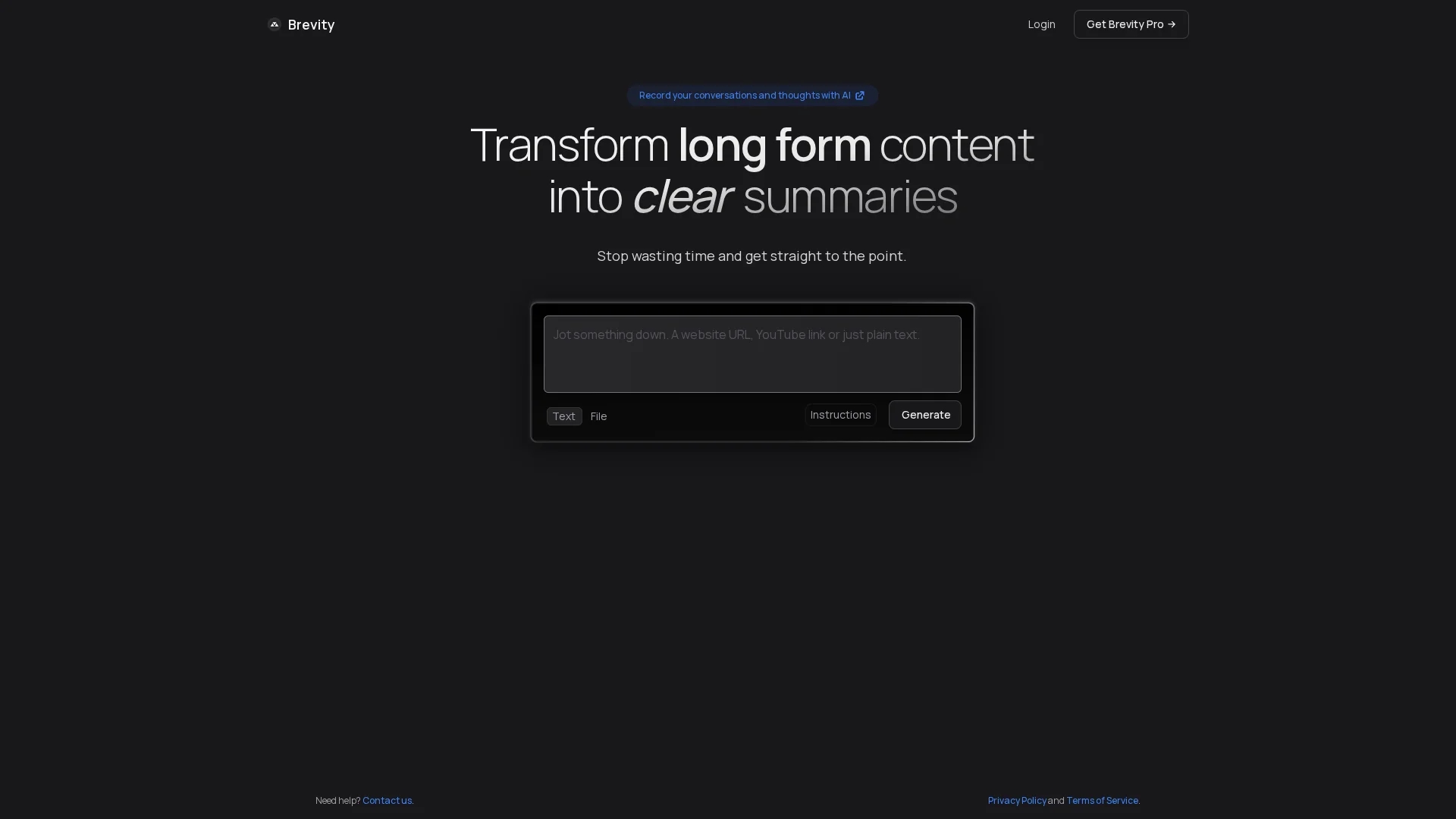 brevity homepage