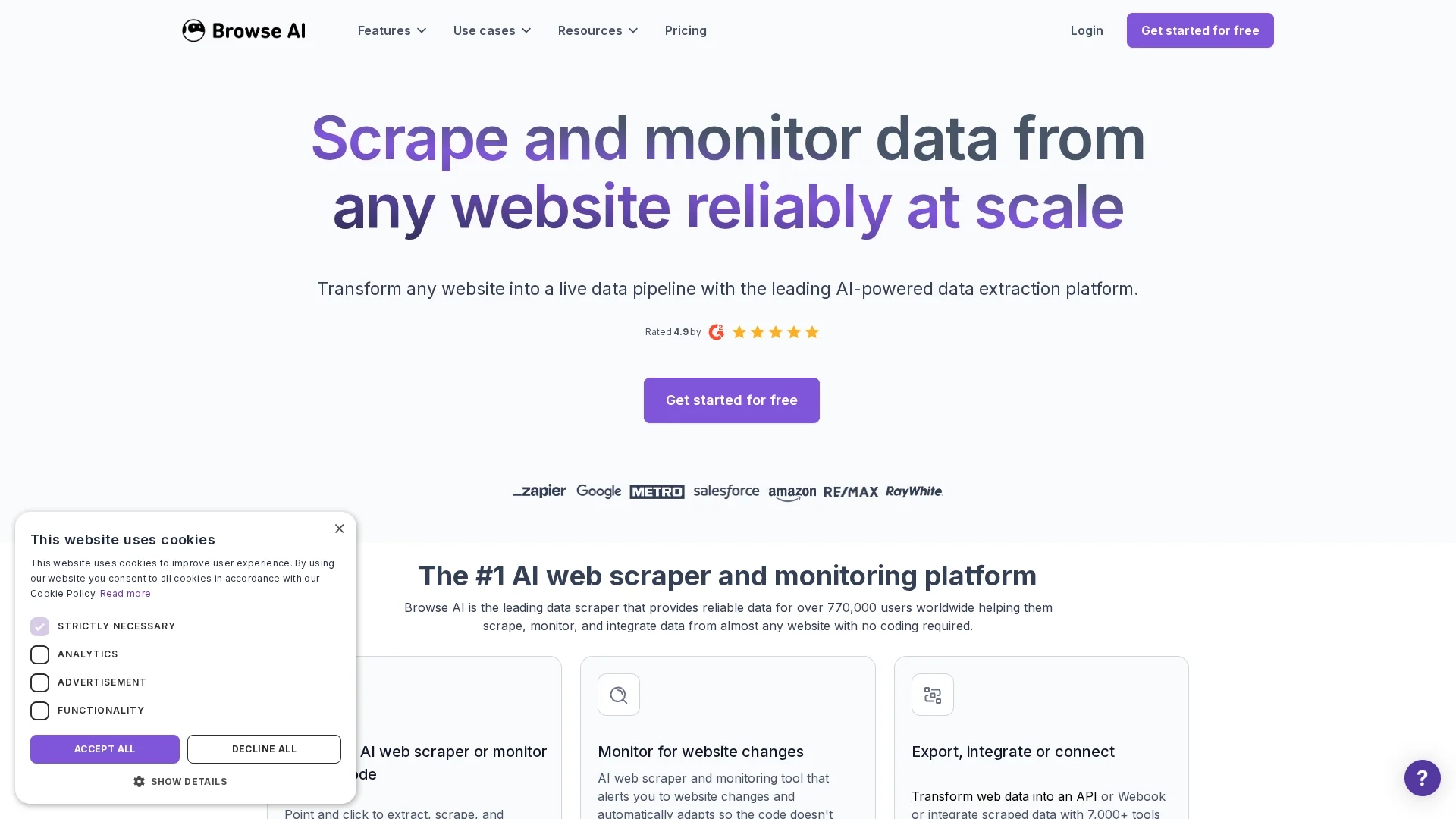 browse-ai homepage