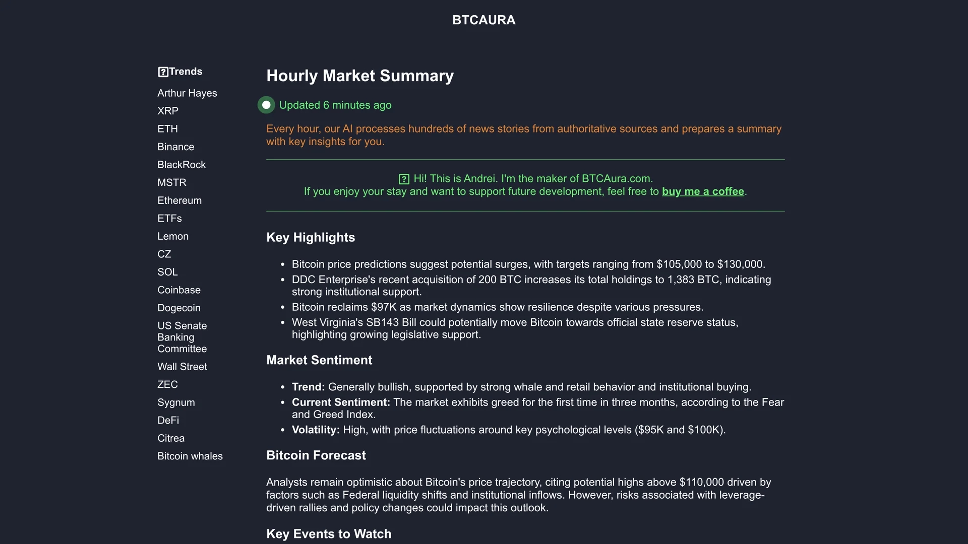 btcaura homepage