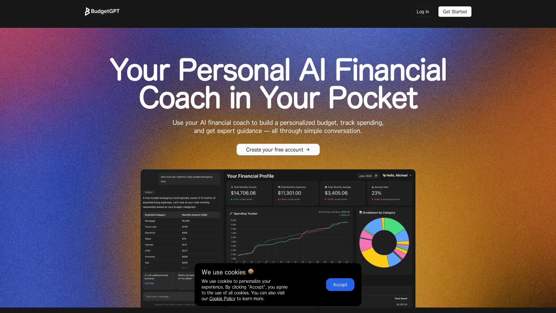 budgetgpt homepage