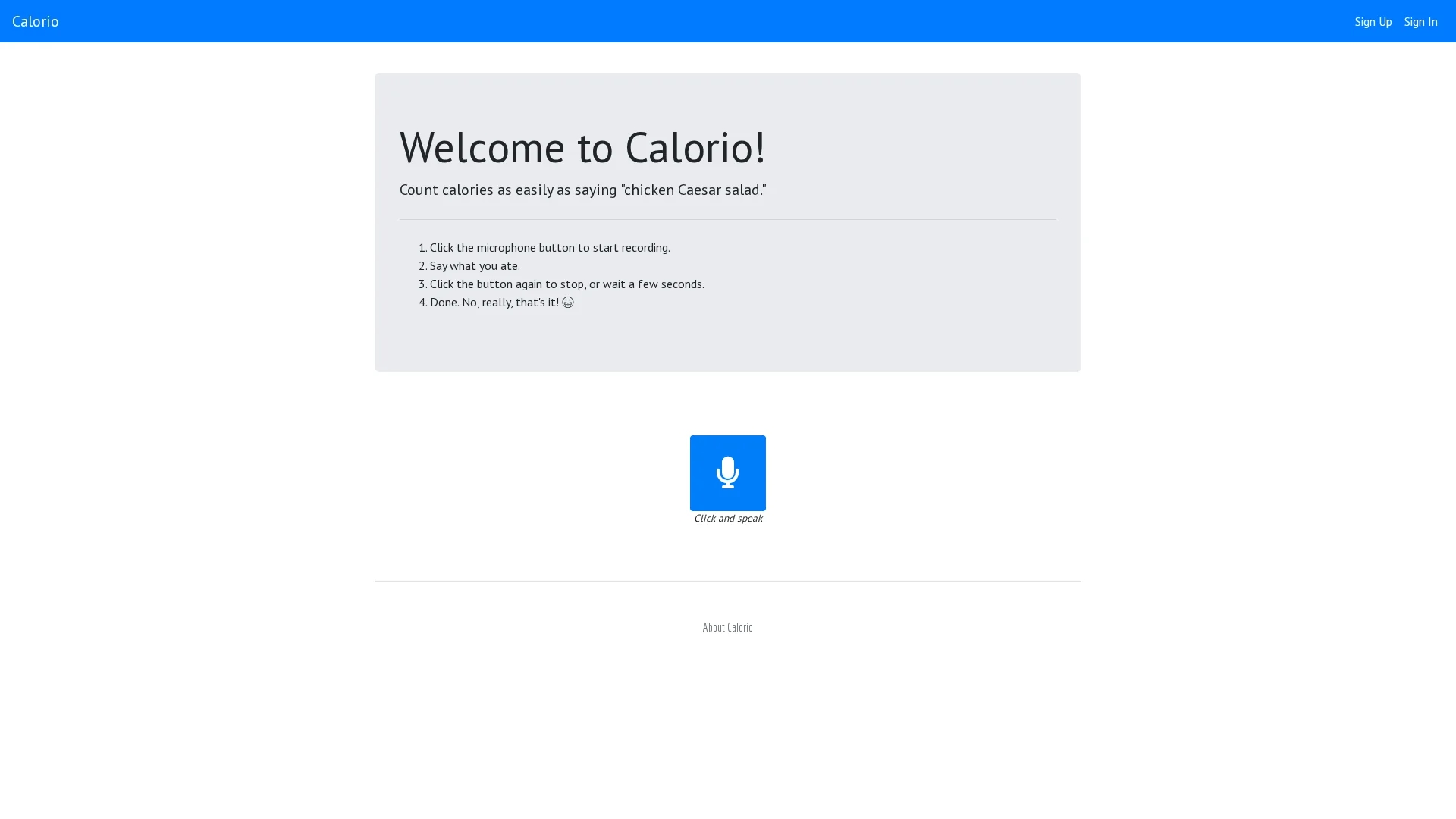 calorio homepage