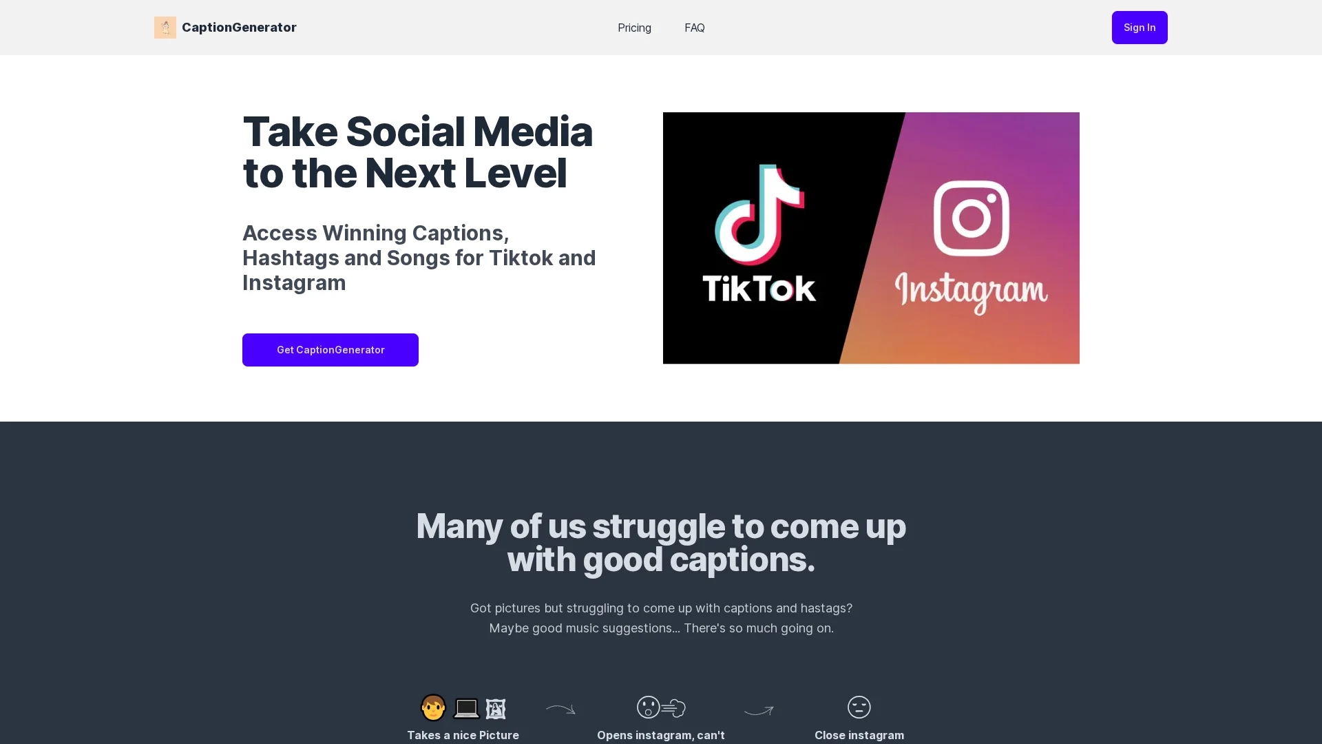 caption-hashtag-generator homepage